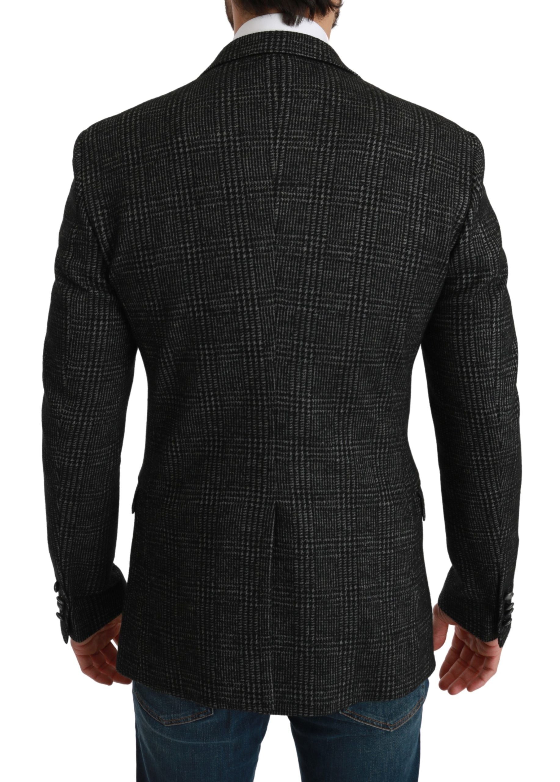 Dolce & Gabbana Graue karierte Jacke mit schmalem Schnitt Blazer