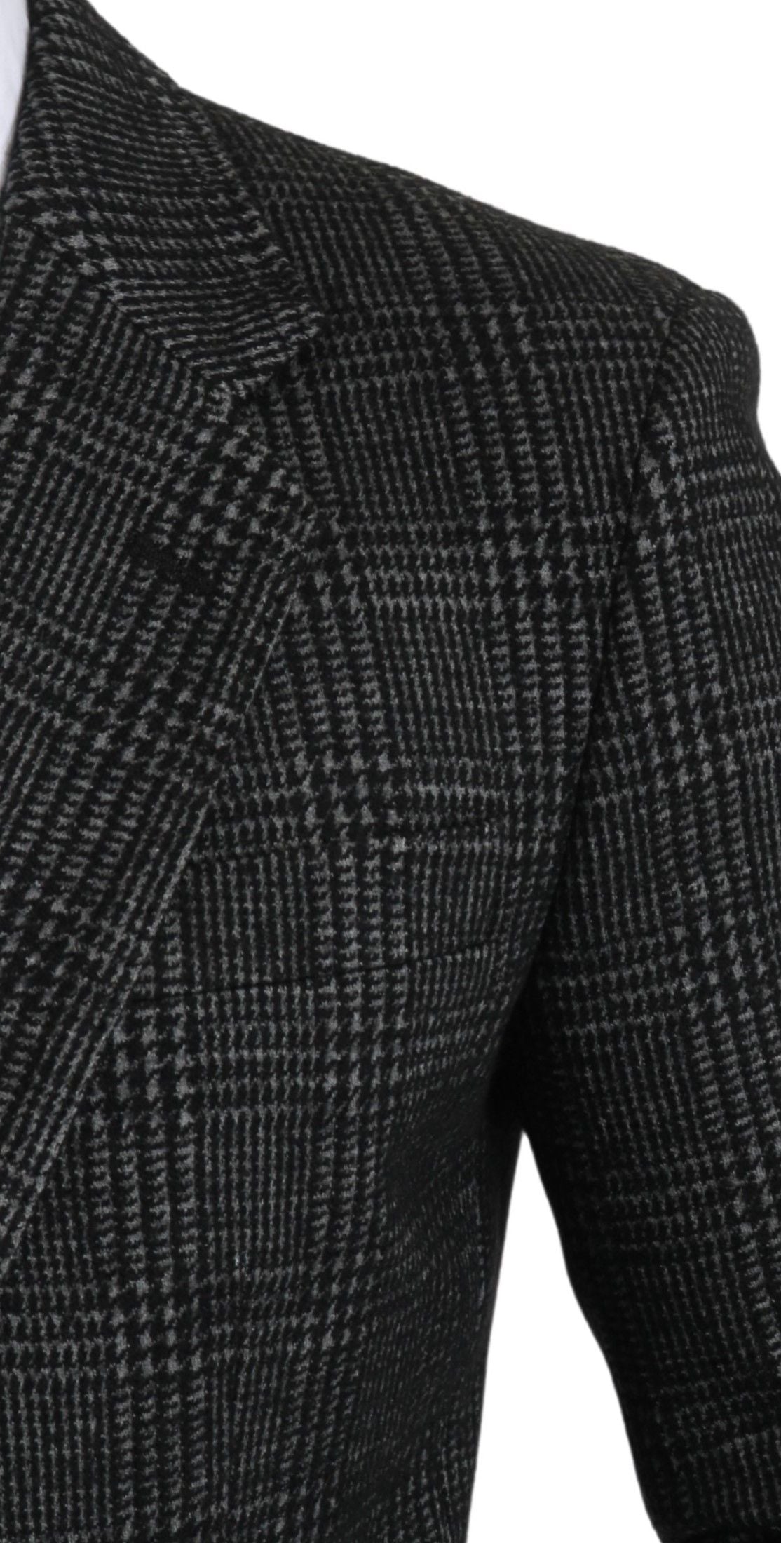 Dolce & Gabbana Graue karierte Jacke mit schmalem Schnitt Blazer