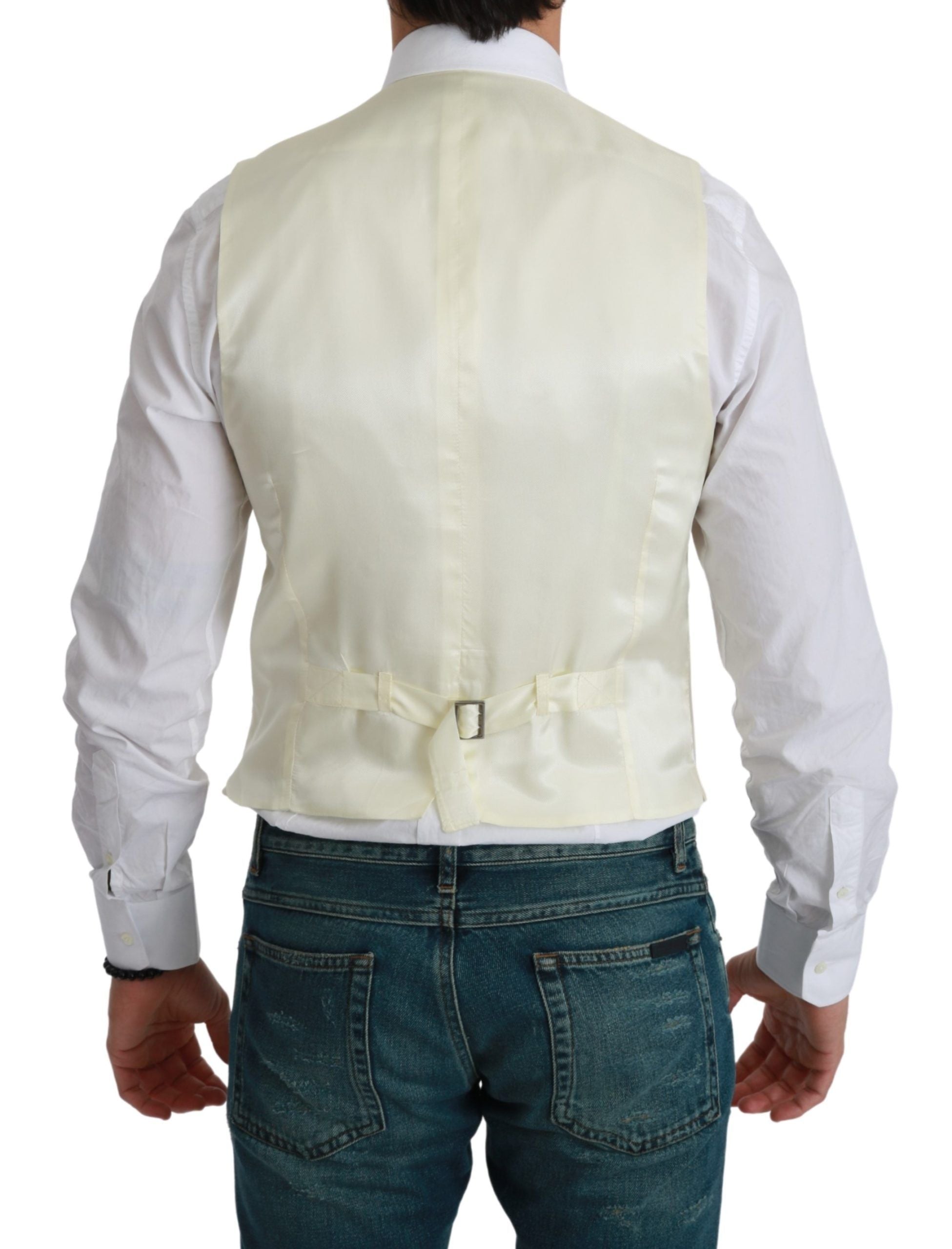 Dolce & Gabbana Weiße Weste Formale Wollweste