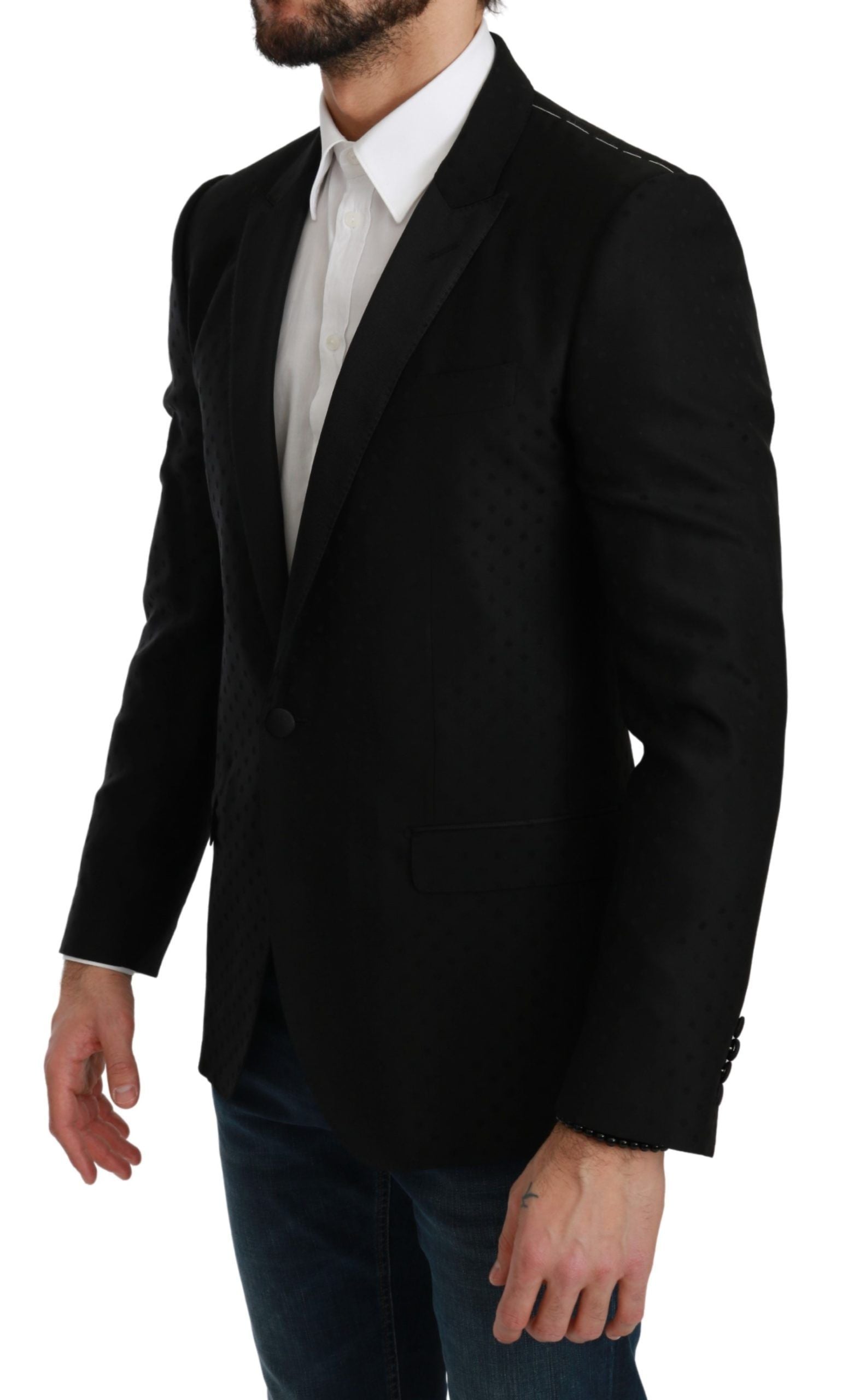 Dolce & Gabbana Schwarzer Slim Fit Mantel Jacke MARTINI Blazer