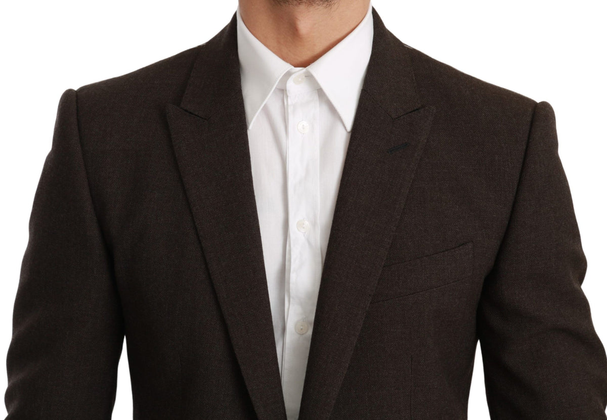 Dolce & Gabbana Brauner Slim Fit Mantel Jacke MARTINI Blazer