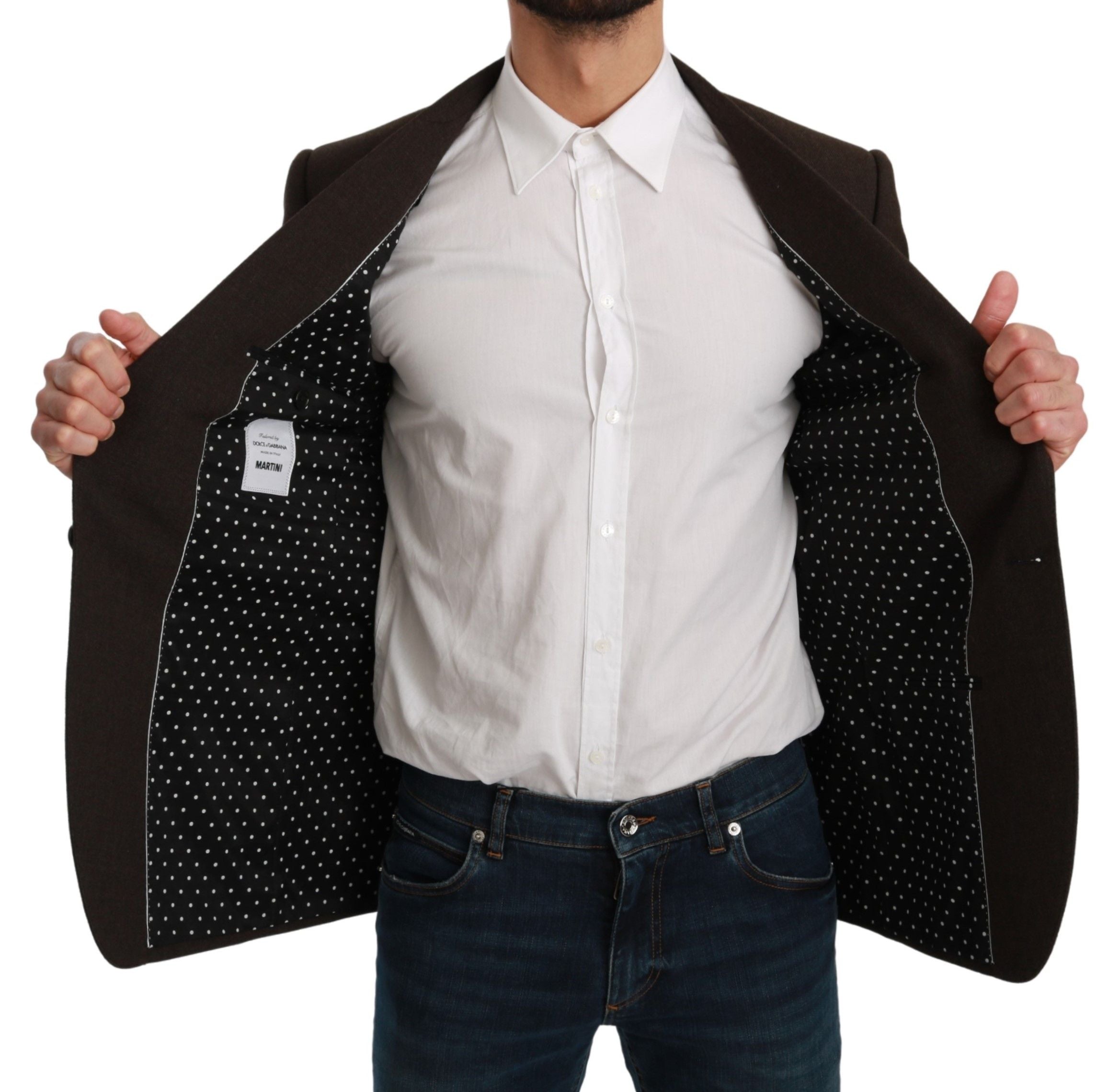 Dolce & Gabbana Brauner Slim Fit Mantel Jacke MARTINI Blazer