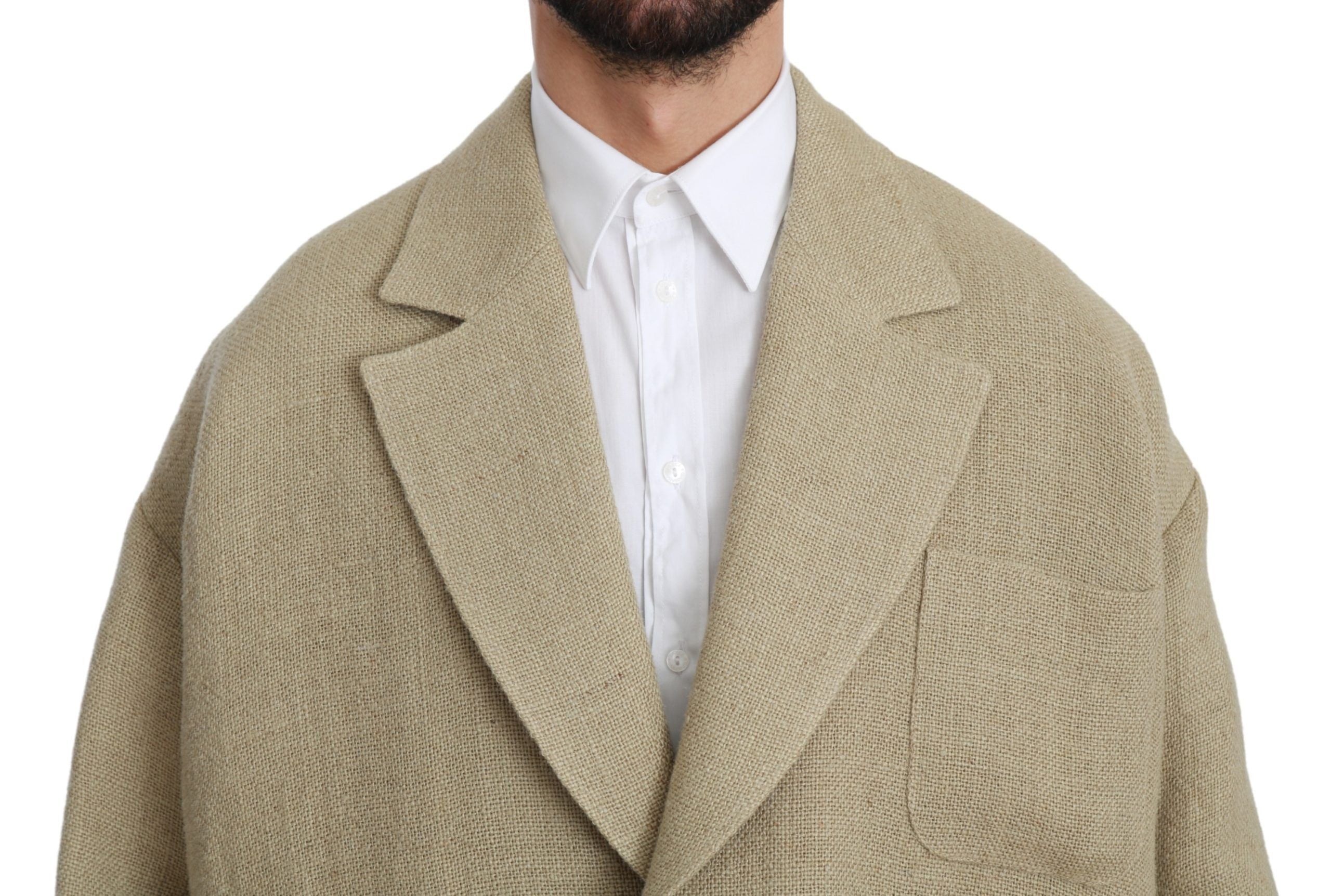 Dolce & Gabbana Beige Jacke Mantel 100% Jute Blazermantel