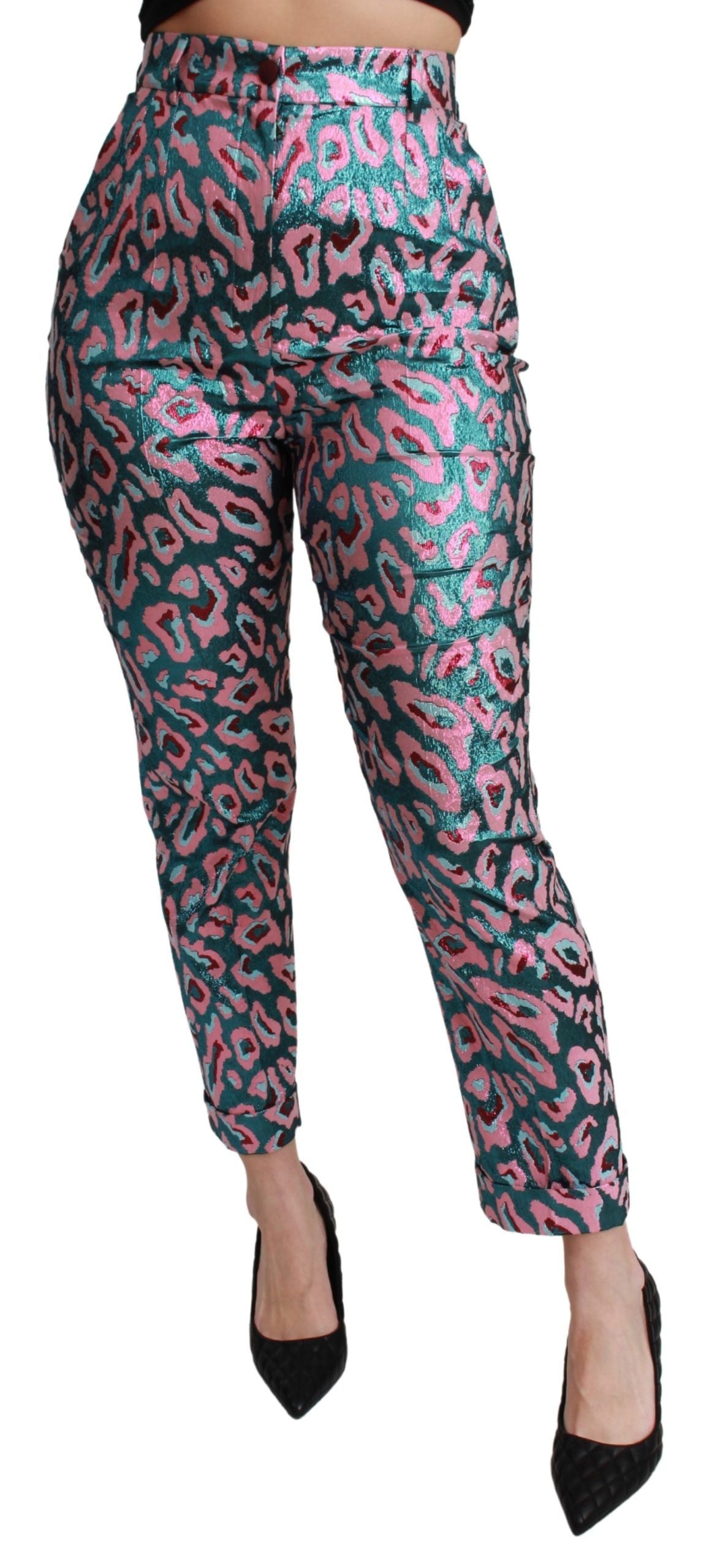 Dolce & Gabbana Mehrfarbig gemusterte Cropped-Hose mit hoher Taille
