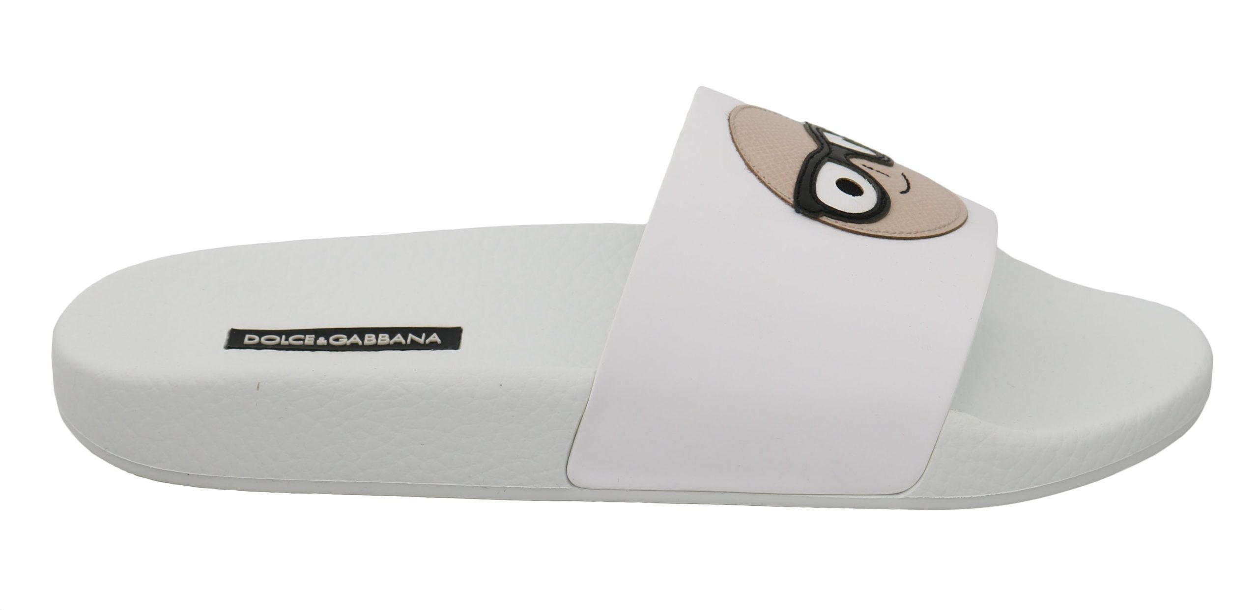 Dolce & Gabbana Weißes Leder #dgfamily Rutschen Schuhe Sandalen