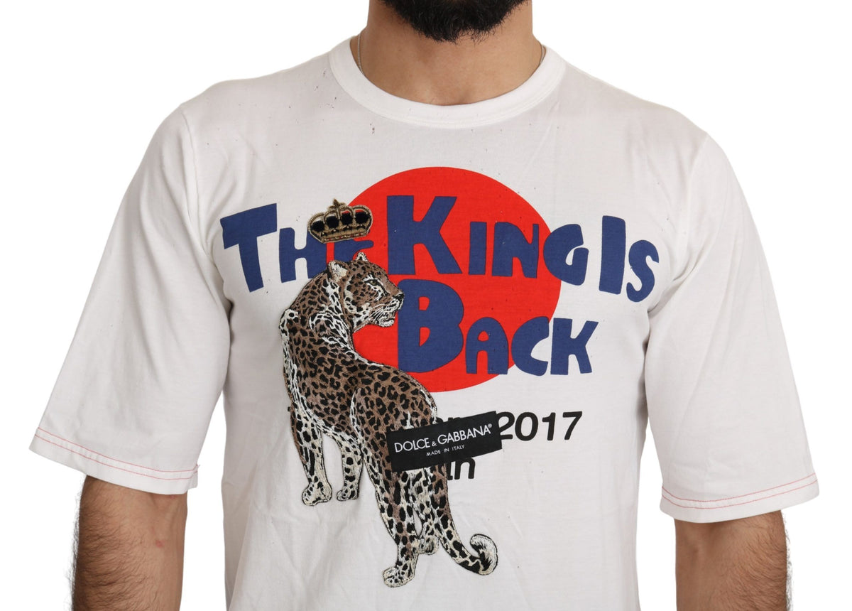 Dolce & Gabbana Weißes Leopard Royal Top T-shirt