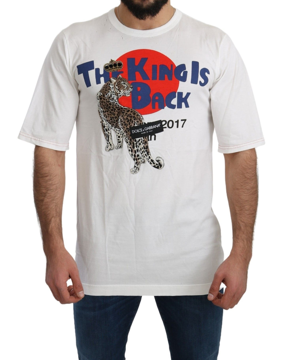 Dolce & Gabbana Weißes Leopard Royal Top T-shirt