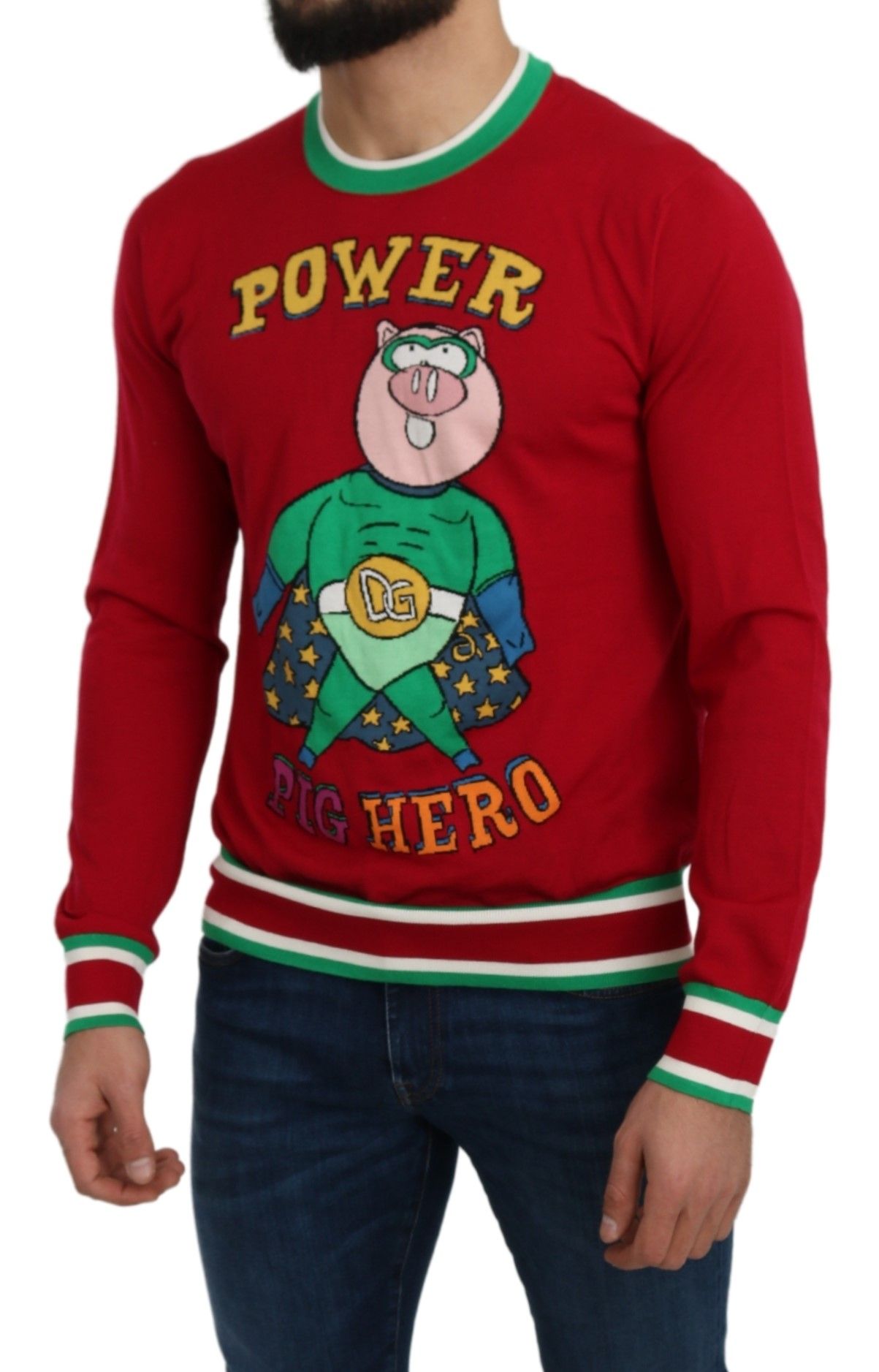 Dolce & Gabbana Roter Woll-Seiden-Pullover für das Schwein des Jahres