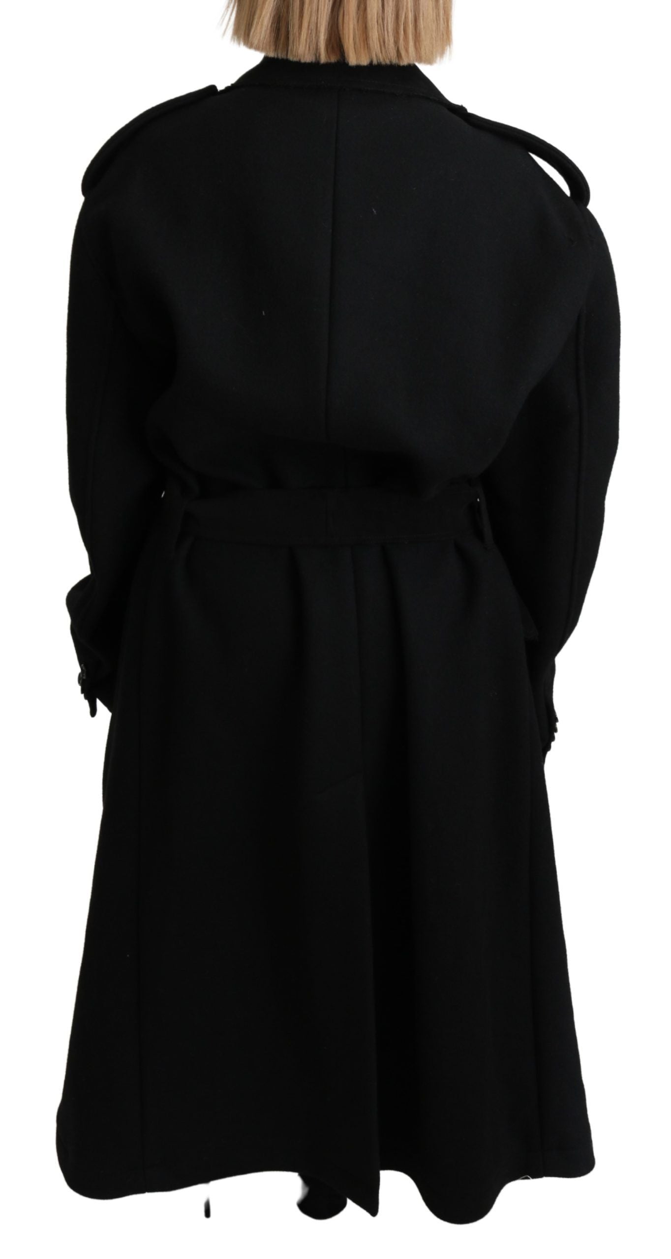 Dolce & Gabbana Schurwolle Schwarzer Blazer Trenchcoat Jacke
