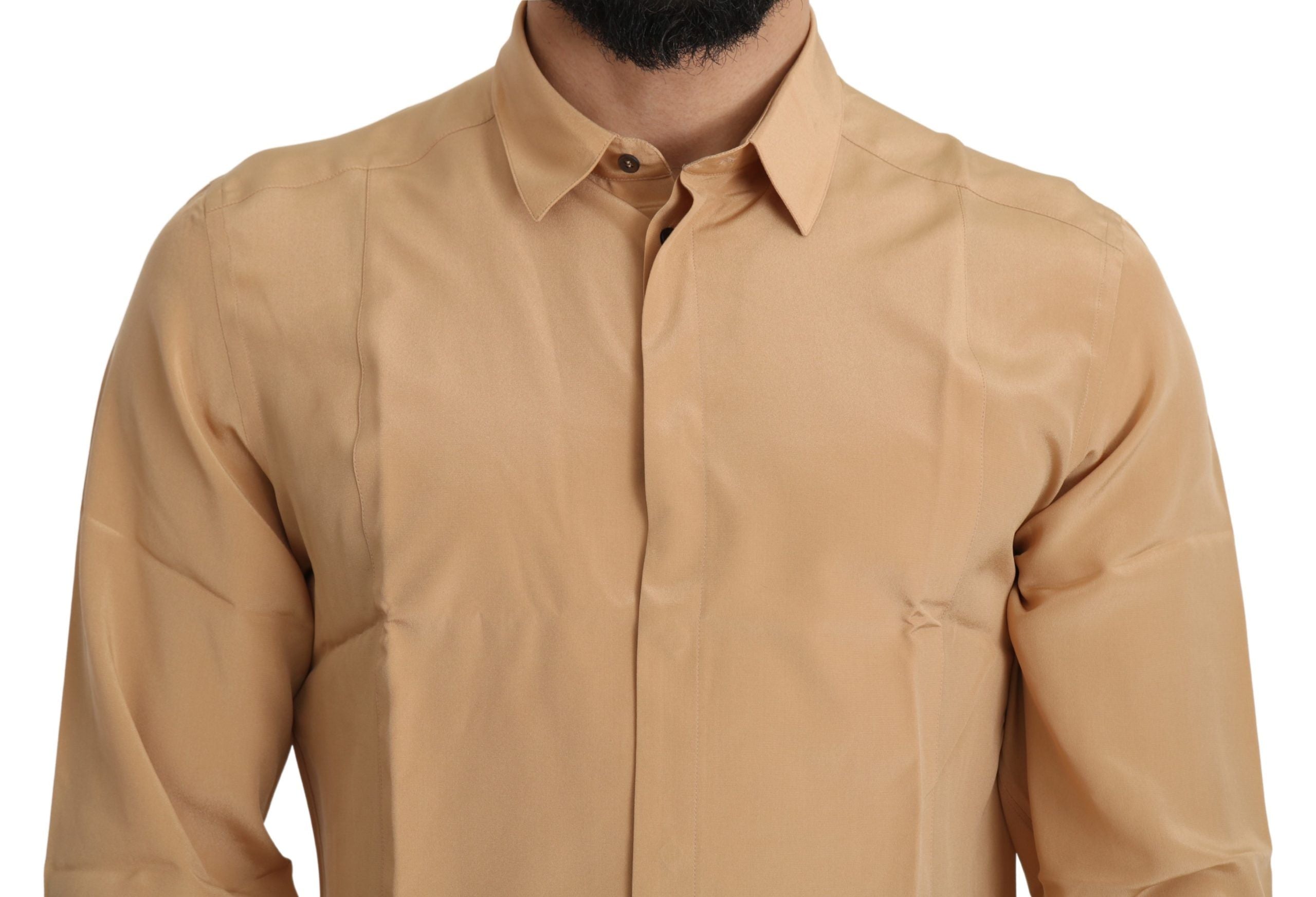 Dolce & Gabbana Gelbes 100% Seide GOLD Top Slim Hemd