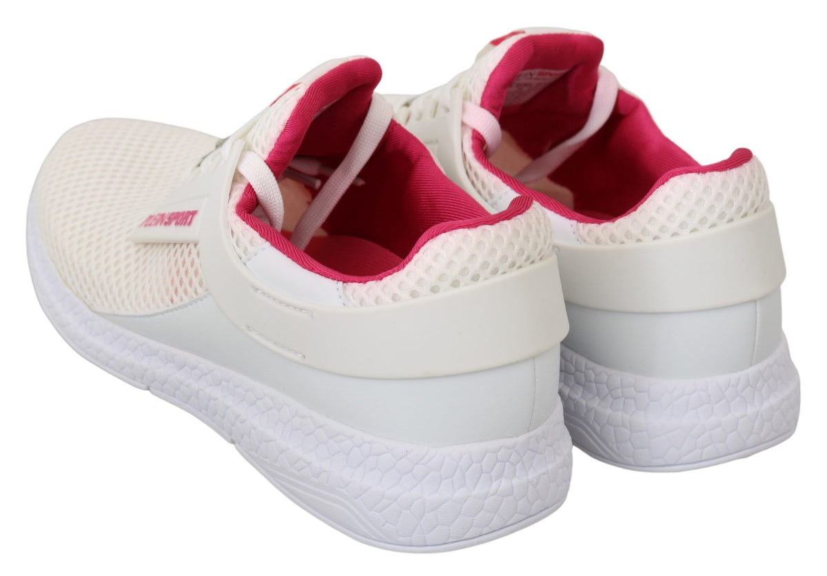 Philipp Plein Weiß Rosa Polyester Becky Turnschuhe Schuhe