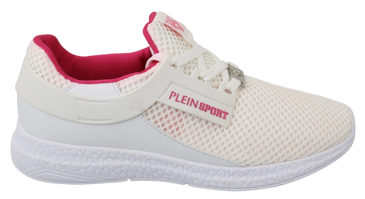Philipp Plein Weiß Rosa Polyester Becky Turnschuhe Schuhe