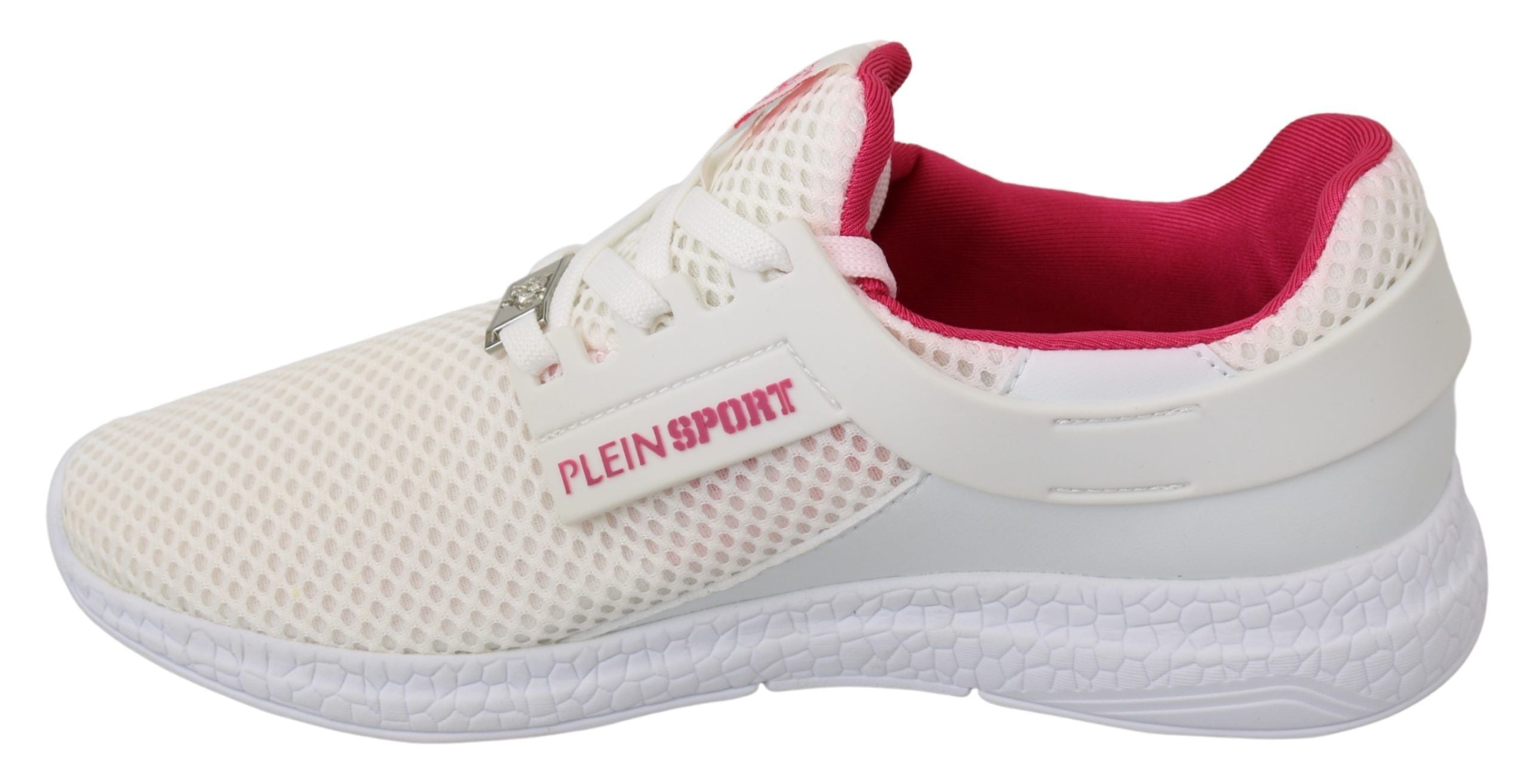 Philipp Plein Weiß Rosa Polyester Becky Turnschuhe Schuhe