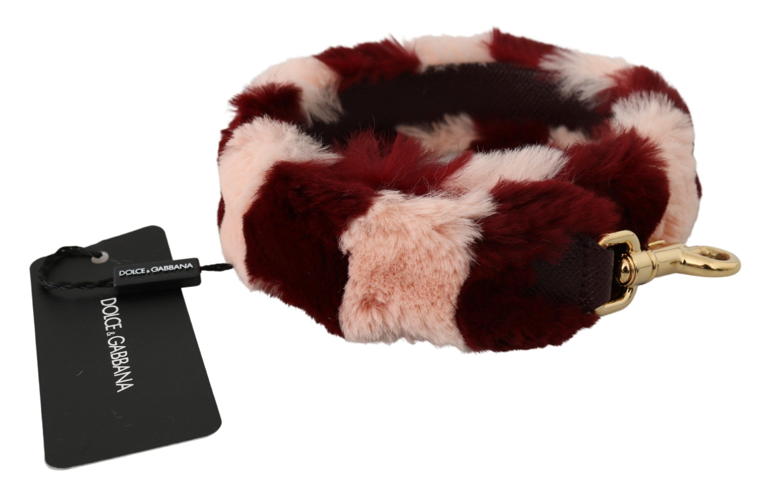 Dolce & Gabbana Rosa Rotes Lapin Pelz Accessoire Schulterriemen