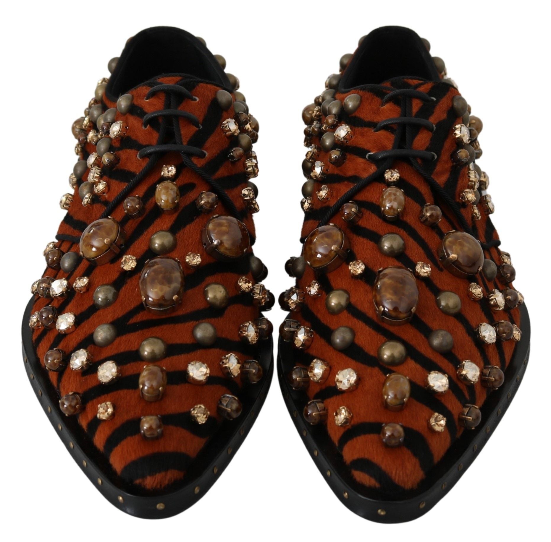 Dolce & Gabbana Orange Pony Haar Kristall Kleid Broque Schuhe