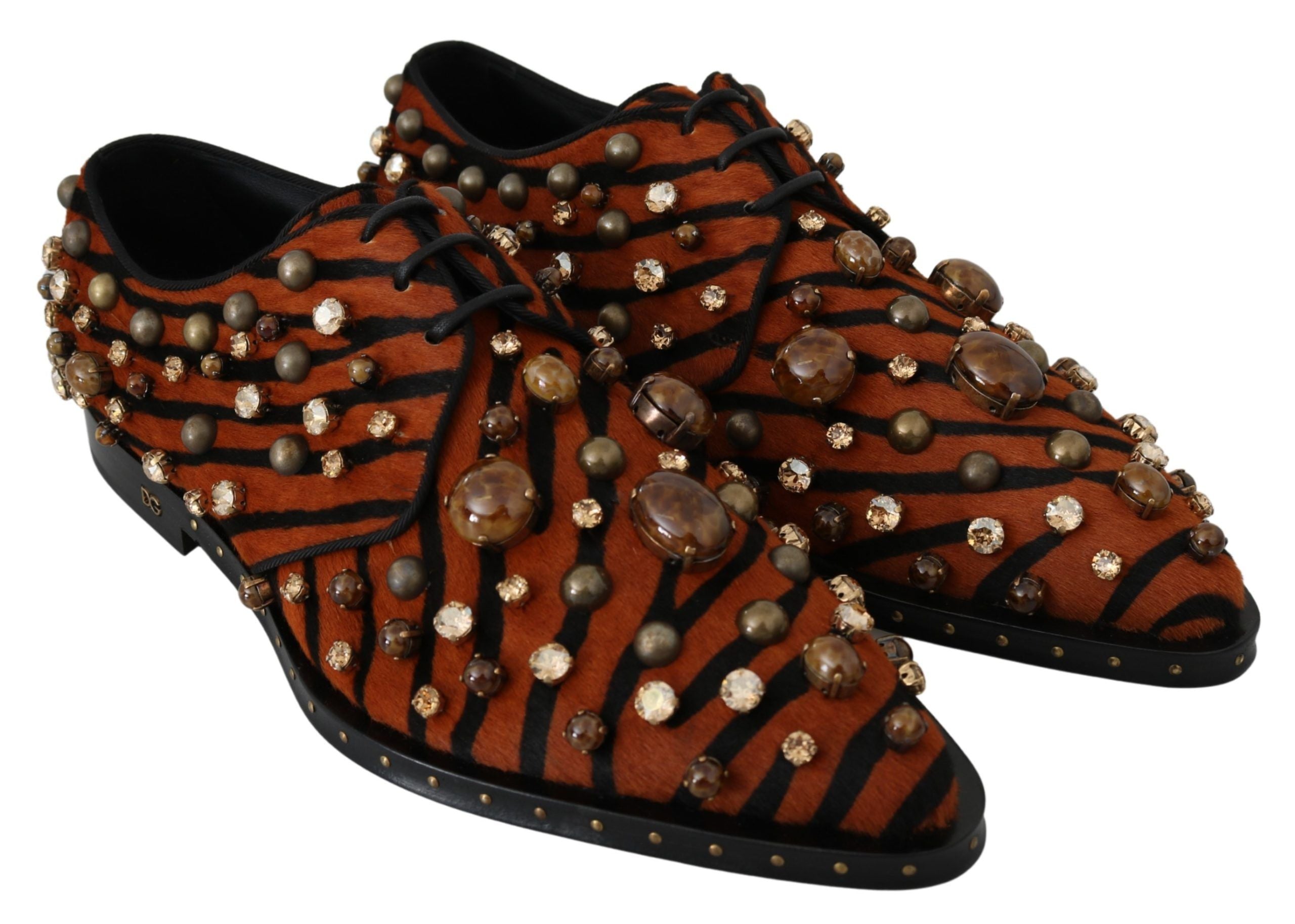 Dolce & Gabbana Orange Pony Haar Kristall Kleid Broque Schuhe
