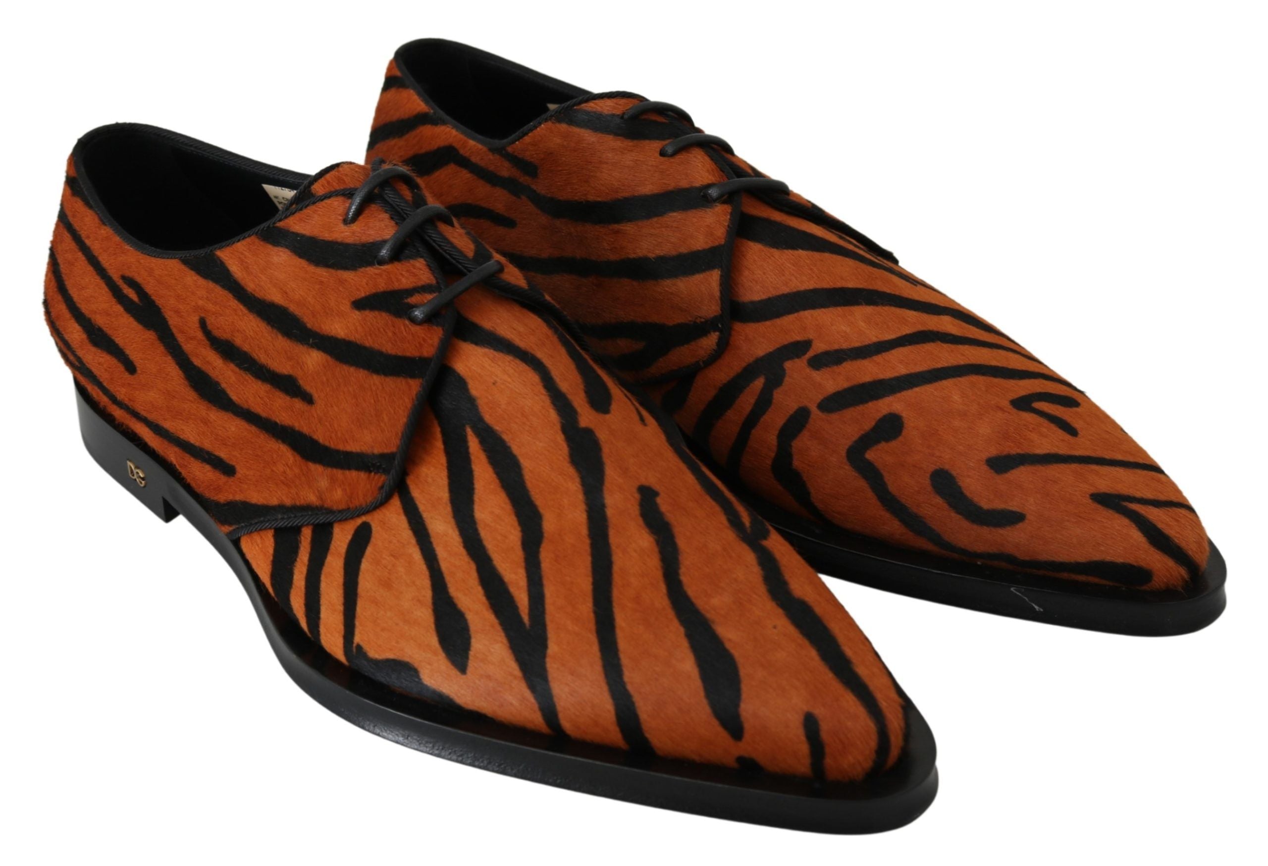 Dolce & Gabbana Orange Pony Haar Formal Kleid Broque Schuhe