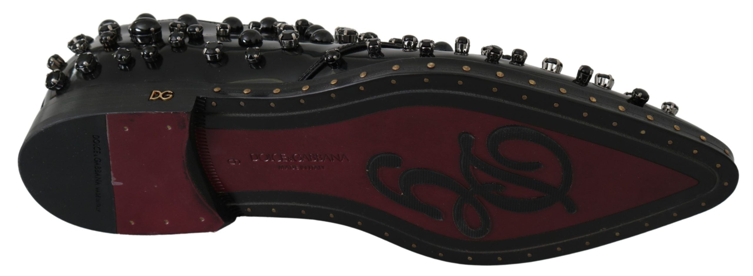 Dolce & Gabbana Schwarz Leder Kristalle Kleid Broque Schuhe