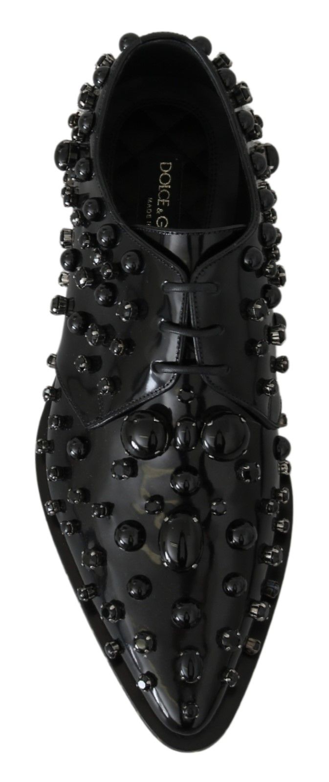 Dolce & Gabbana Schwarz Leder Kristalle Kleid Broque Schuhe