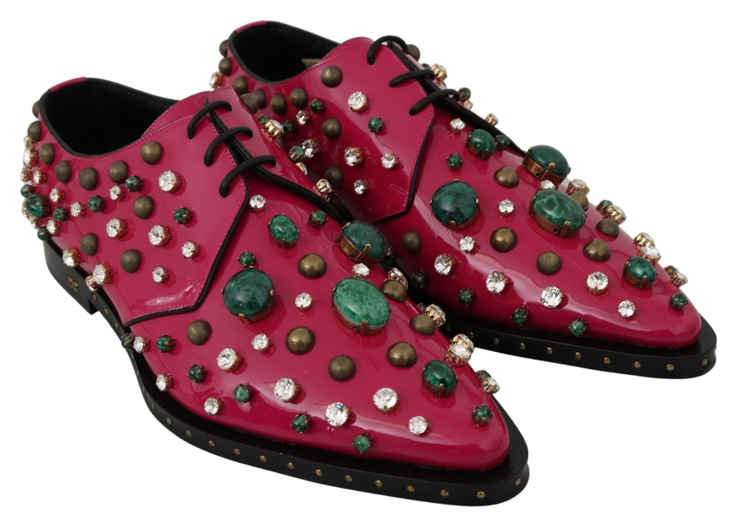 Dolce & Gabbana Rosa Leder Kristalle Kleid Broque Schuhe
