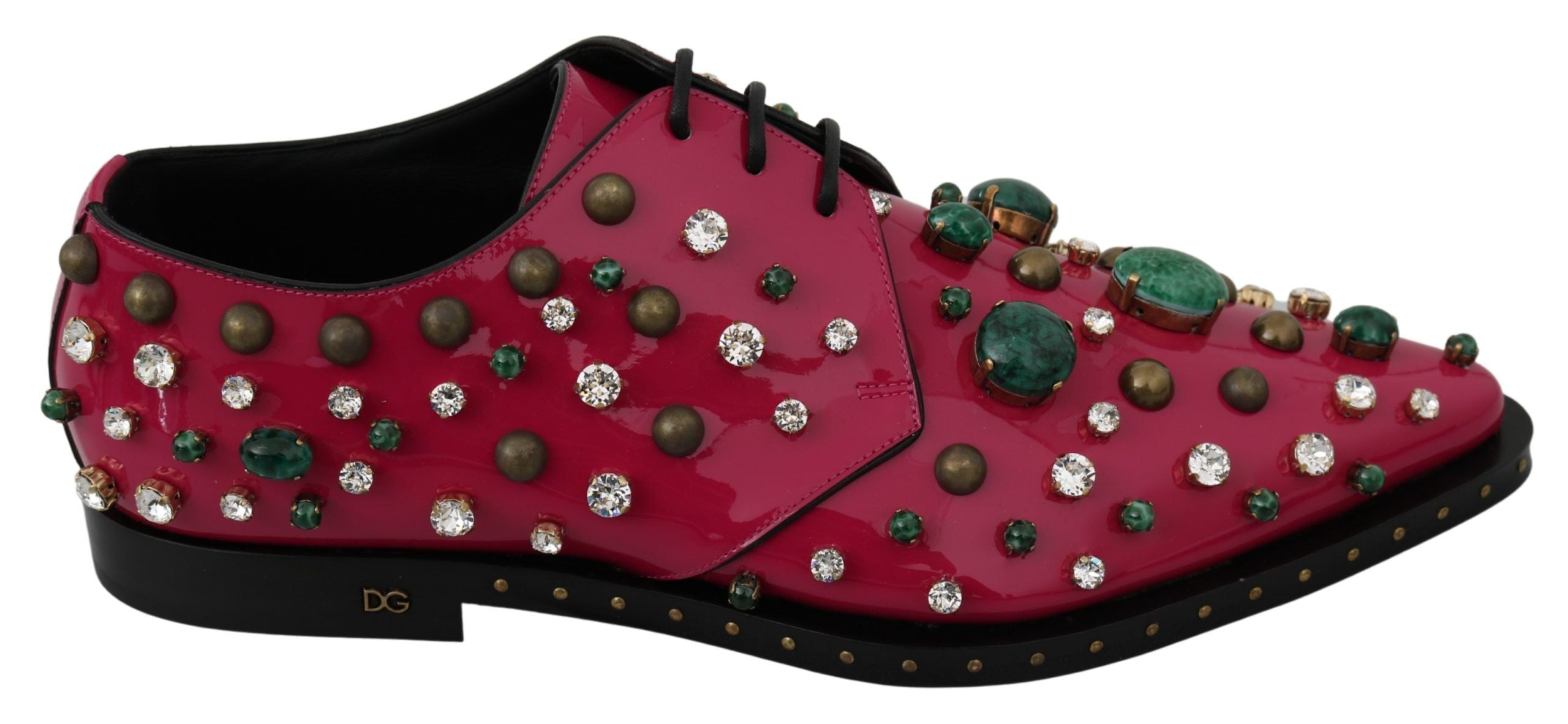 Dolce & Gabbana Rosa Leder Kristalle Kleid Broque Schuhe
