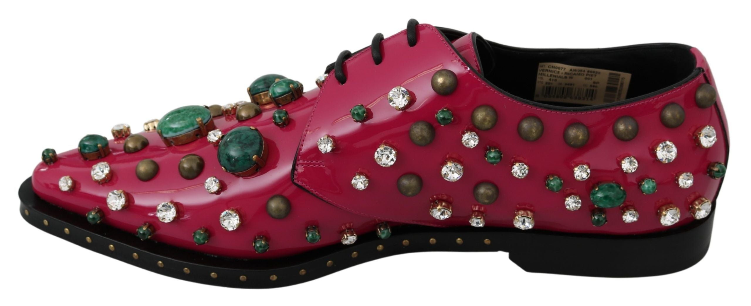Dolce & Gabbana Rosa Leder Kristalle Kleid Broque Schuhe
