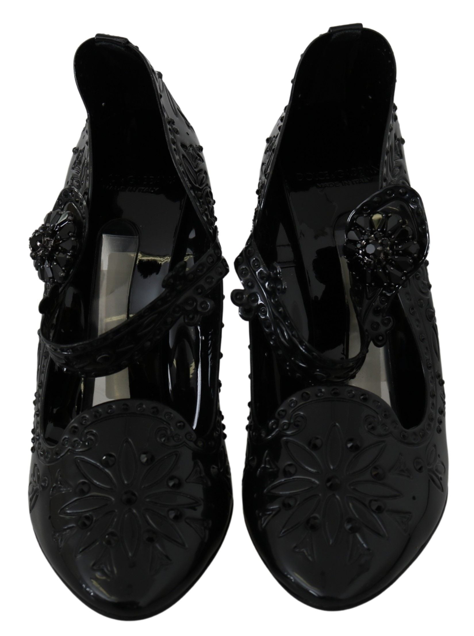 Dolce & Gabbana Schwarz Floral Kristall CINDERELLA Heels Schuhe