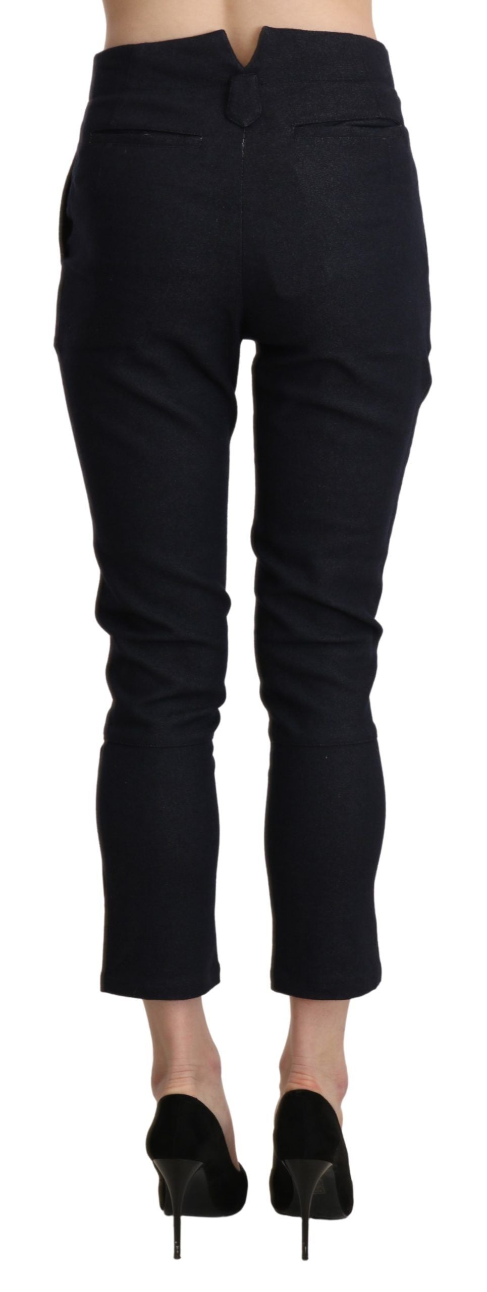 Ermanno Scervino Schwarze Capri-Hose mit hoher Taille aus beschnittener Baumwolle