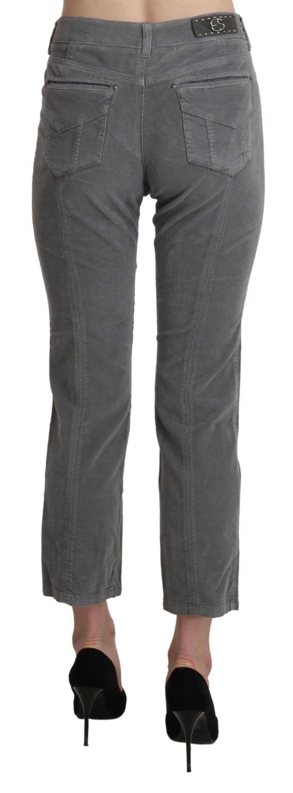 Ermanno Scervino Graue Cropped Baumwoll-Stretch-Hose