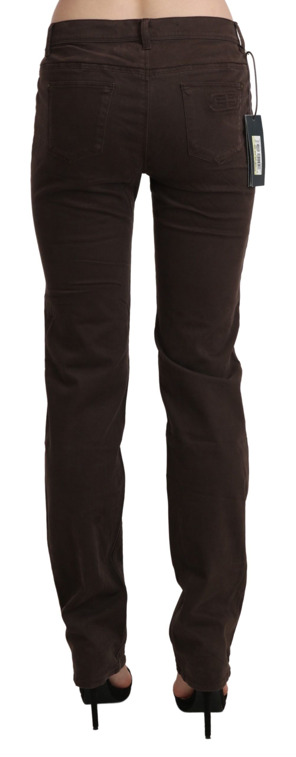 Ermanno Scervino Braun Mid Waist Skinny Slim Trouser Baumwolljeans