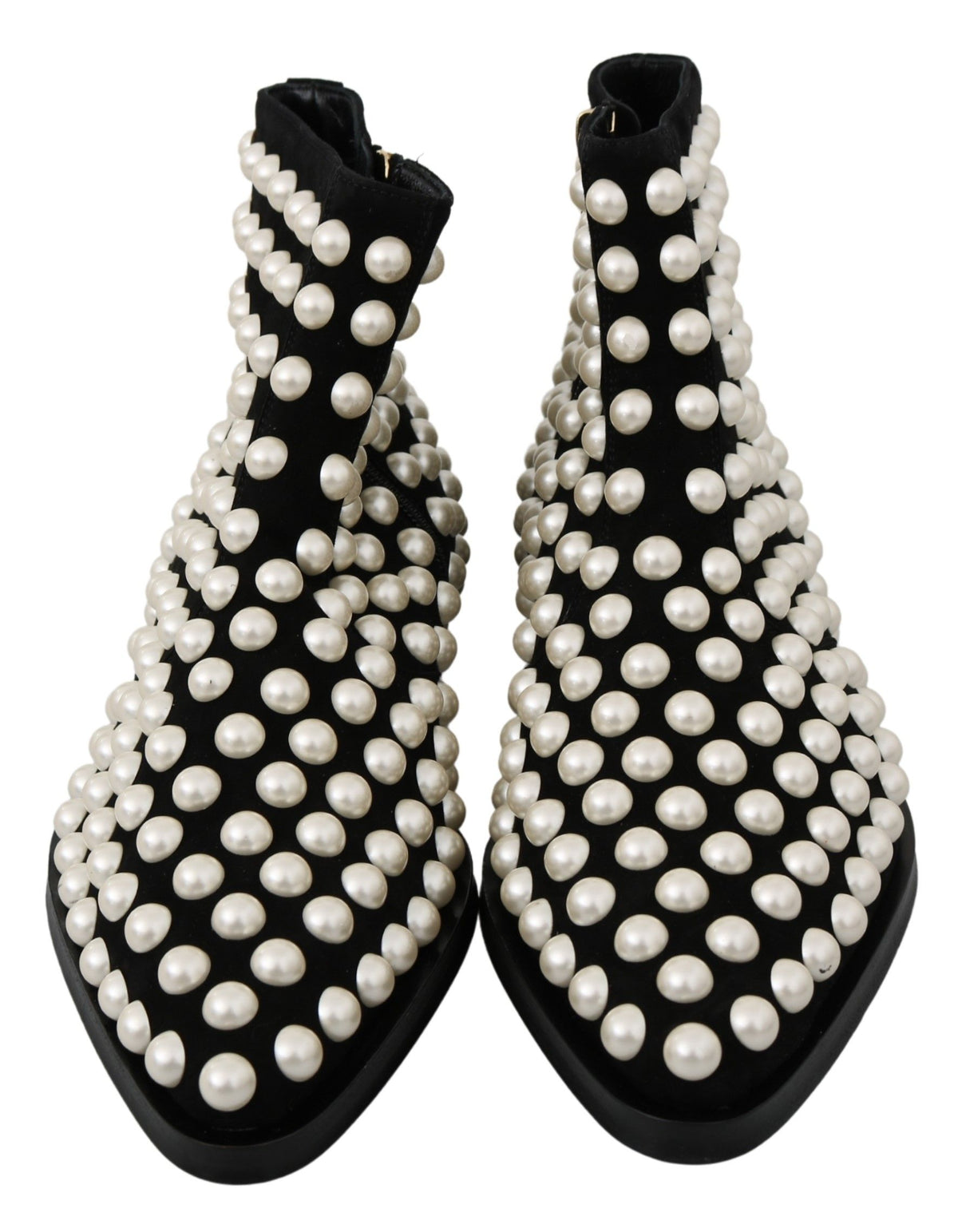 Dolce & Gabbana Schwarz Wildleder Perlen Nieten Stiefel Schuhe