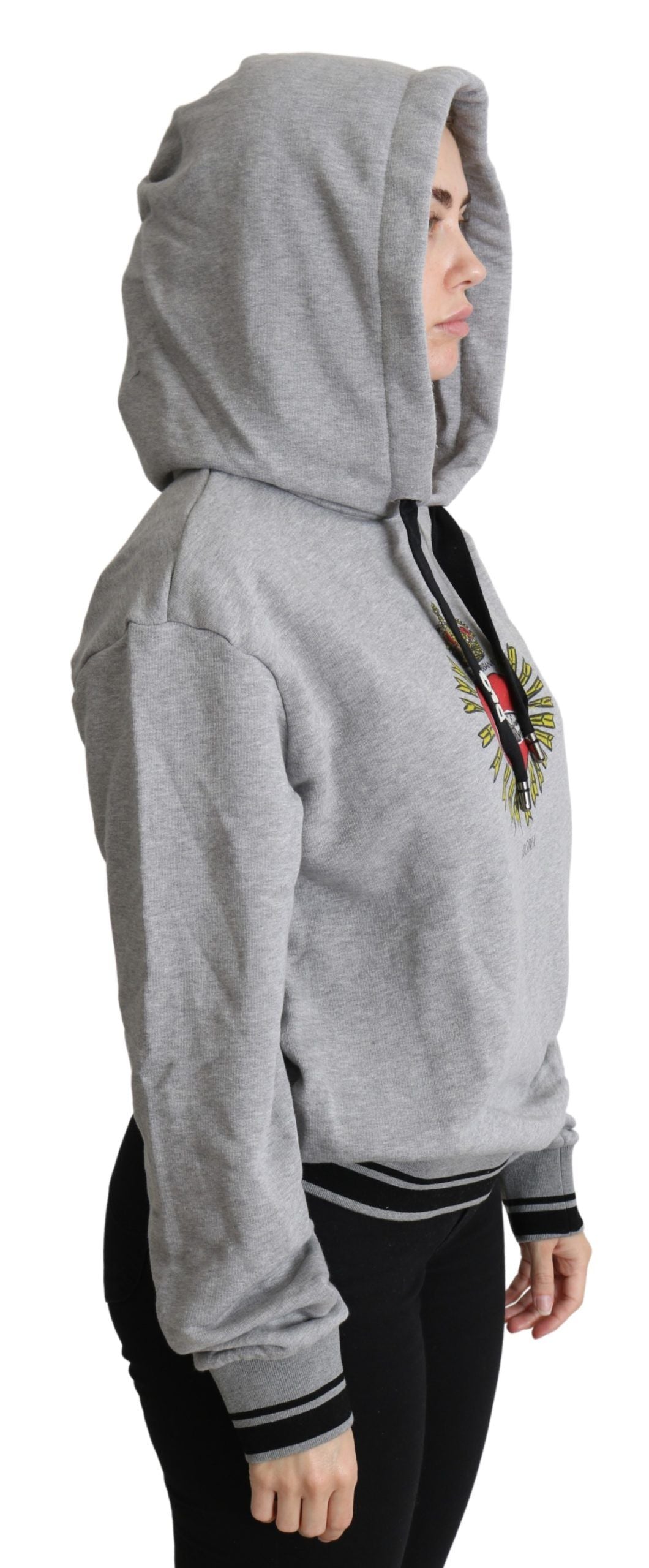 Dolce & Gabbana Grauer bedruckter Kapuzenpullover mit exklusivem Logo