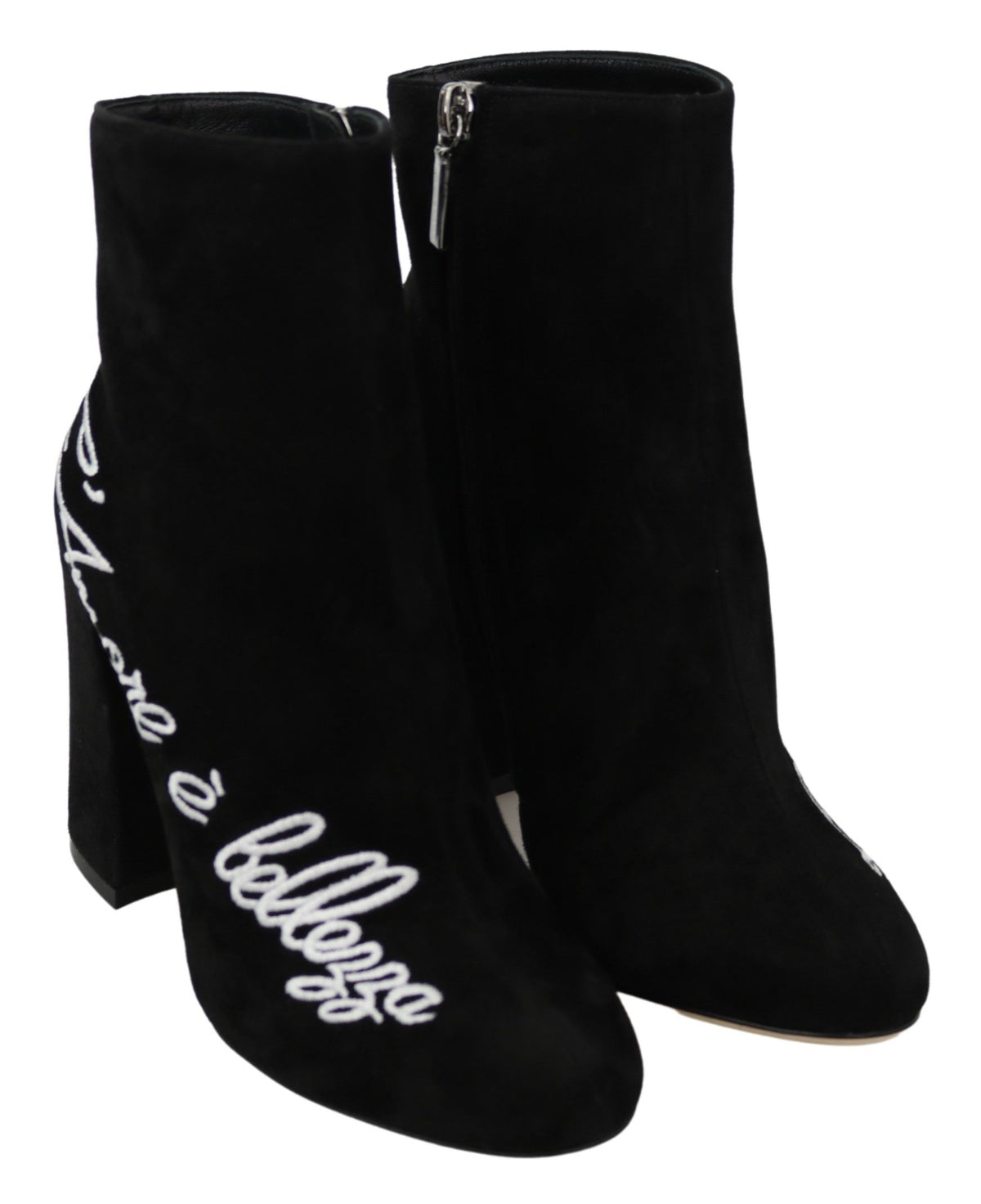 Dolce & Gabbana Schwarz Wildleder L'Amore E'Bellezza Stiefel Schuhe
