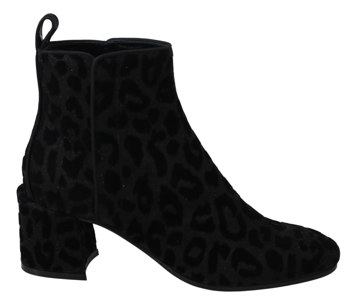 Dolce & Gabbana Schwarzer Leopard Kurze Stiefel Schuhe mit Reißverschluss