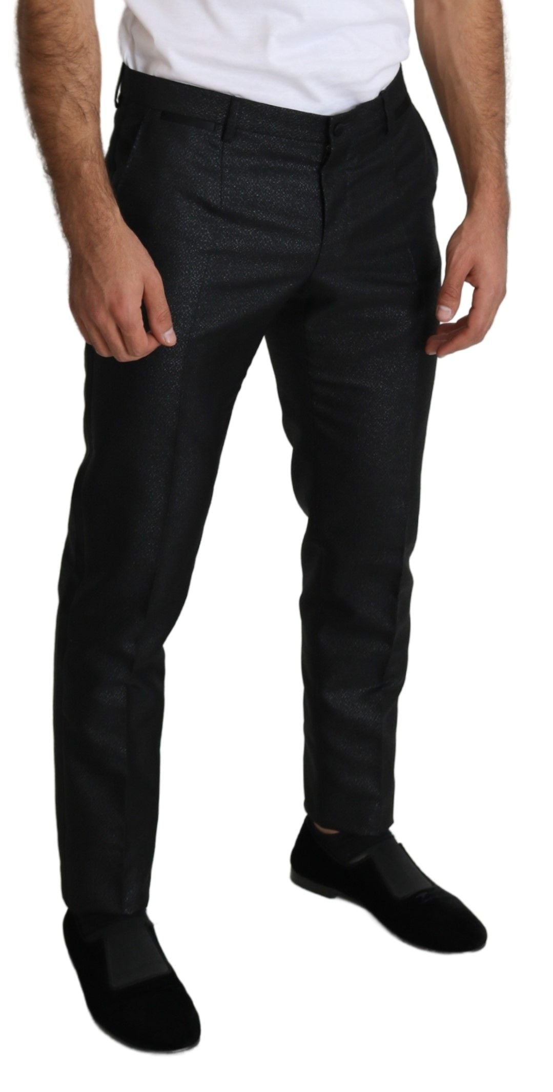 Dolce & Gabbana Schwarzes Metallic-Skinny-Hosenkleid