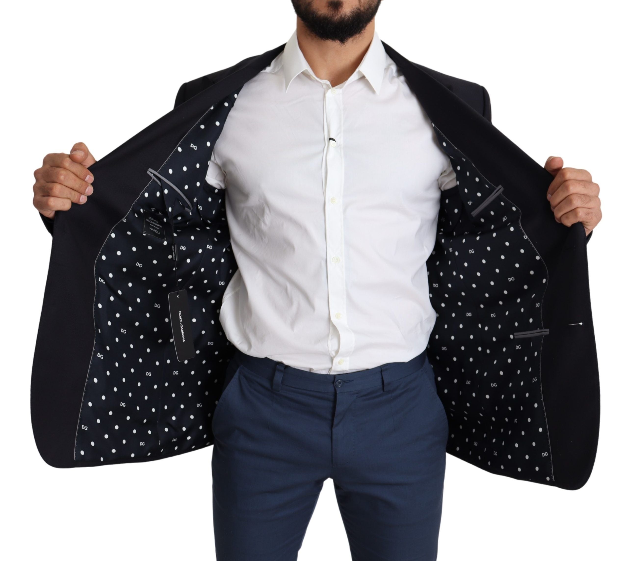 Dolce & Gabbana Schwarzer einreihiger NAPOLI-Blazer aus Wolle
