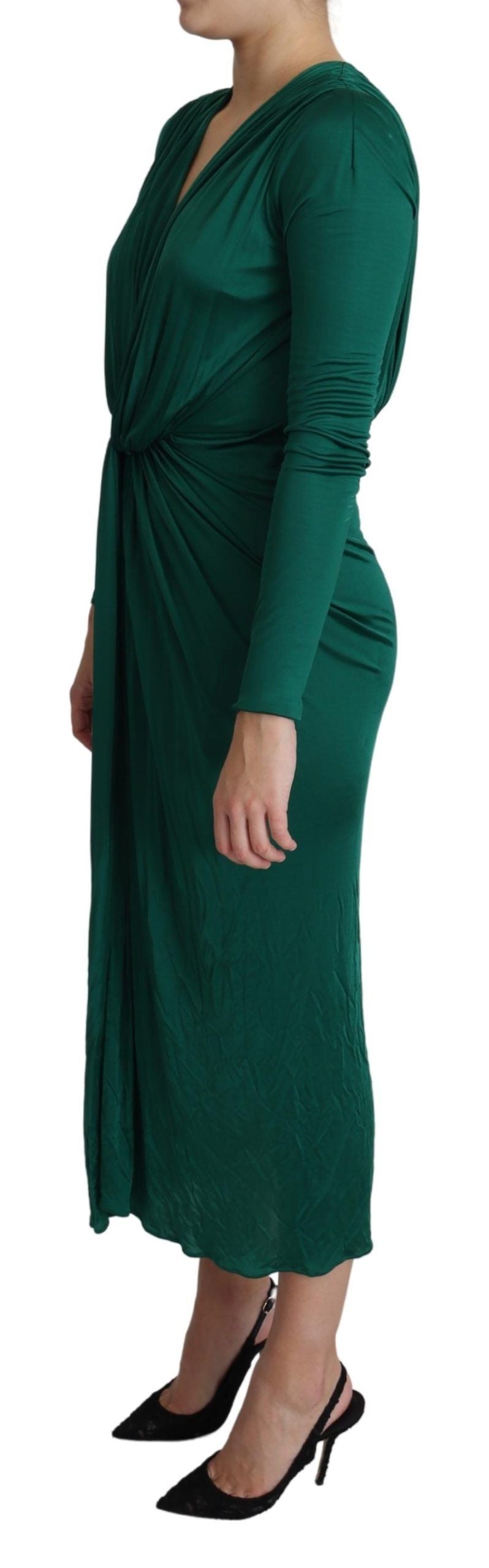Dolce & Gabbana Grünes Midi-Kleid mit taillierter Silhouette aus Viskose