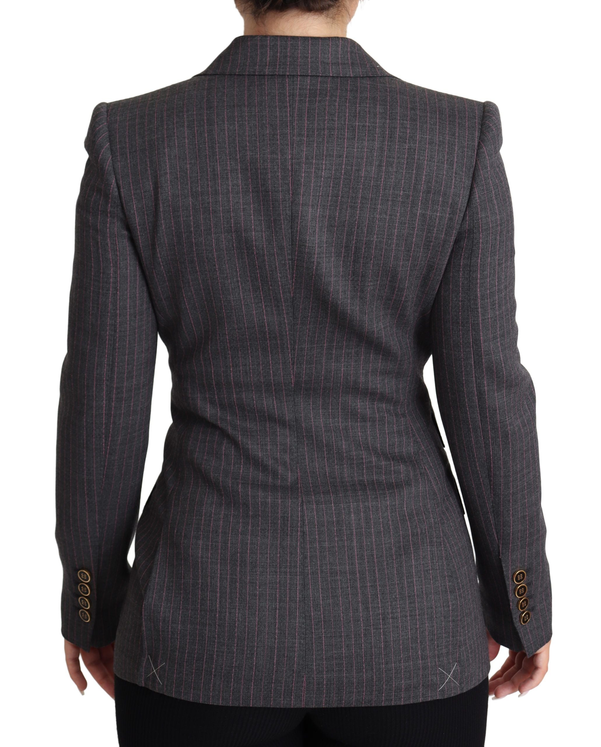Dolce & Gabbana Grauer einreihiger, taillierter Blazer Wolljacke