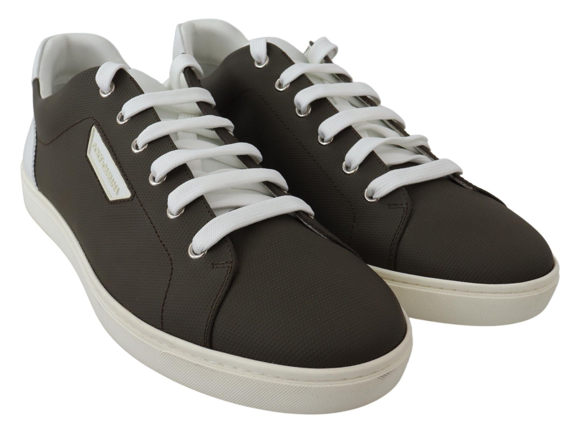 Dolce & Gabbana Weiße und grüne Sneakers aus Leder