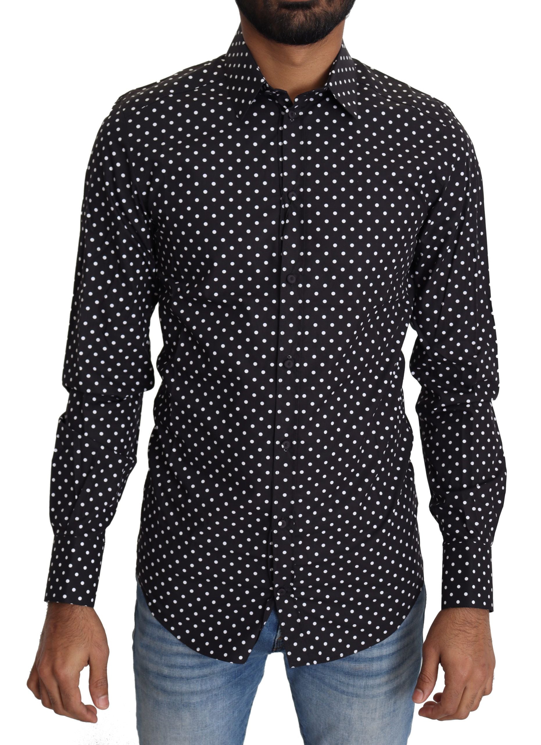 Dolce & Gabbana Schwarz Weiß Polka Dots Freizeithemd