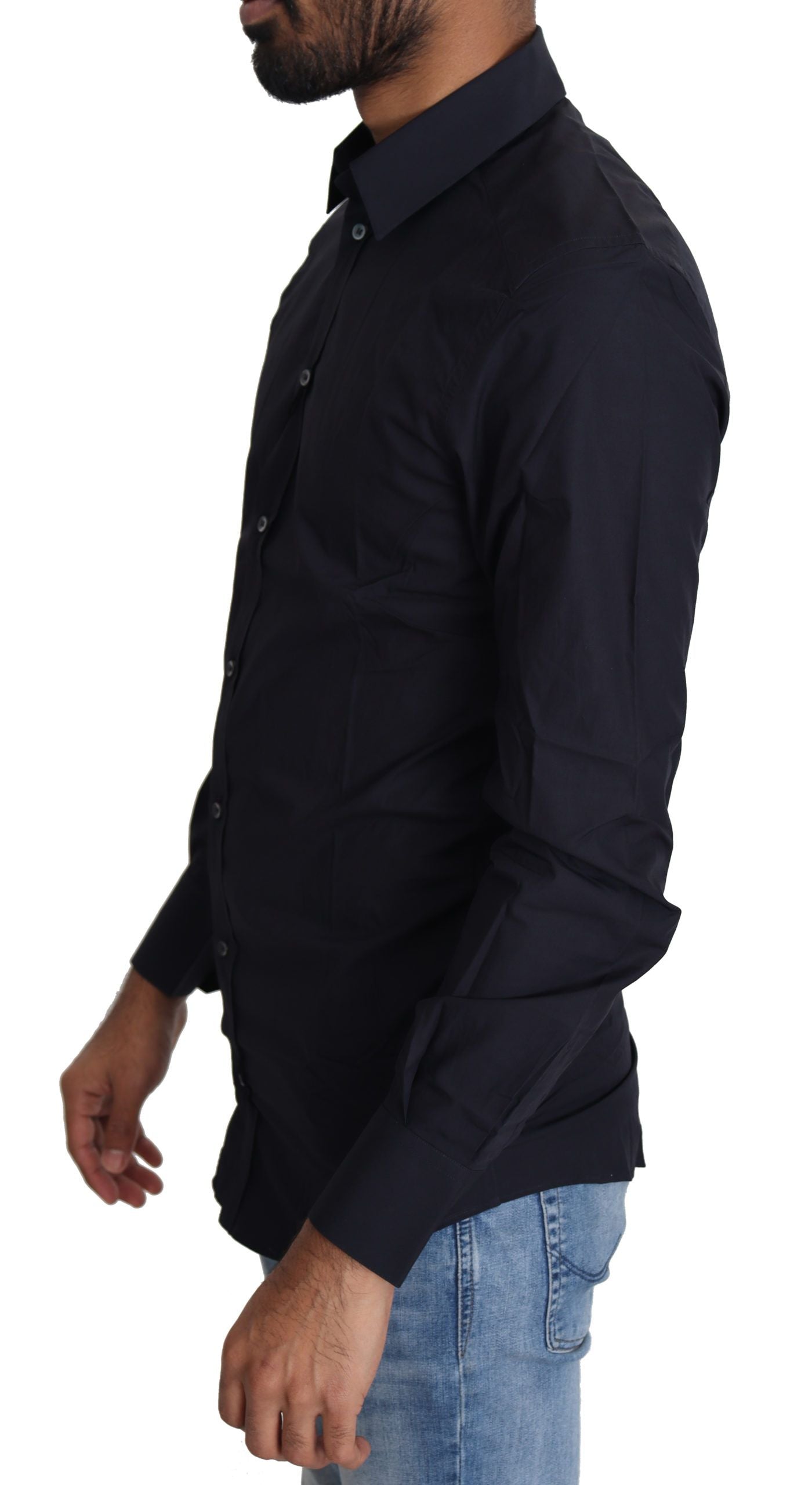 Dolce & Gabbana Marineblaues formelles Hemd aus Baumwolle