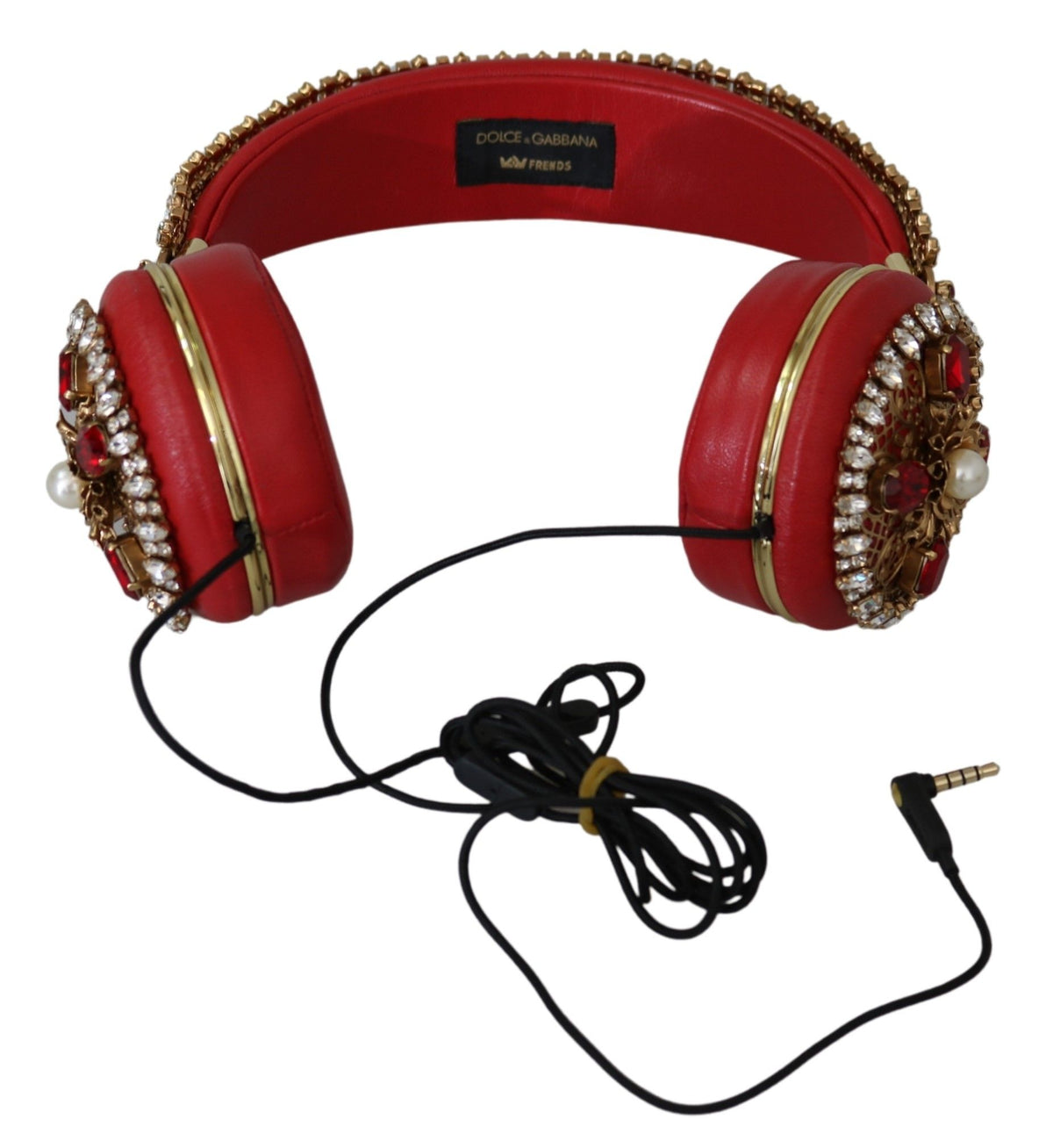 Dolce & Gabbana FRENDS Leder Rot Floral Kristall Kopfhörer