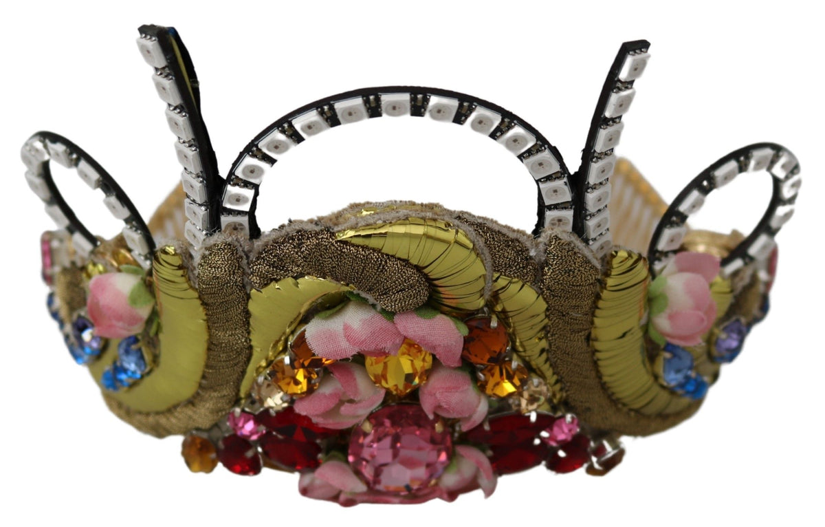 Dolce & Gabbana Gold Messing Floral Kristalle LED Lichter Krone Tiara Diadem