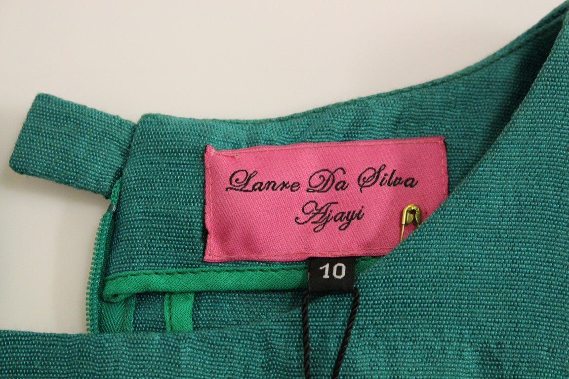 Lanre Da Silva Ajayi Grünes Minikleid oberhalb des Knies
