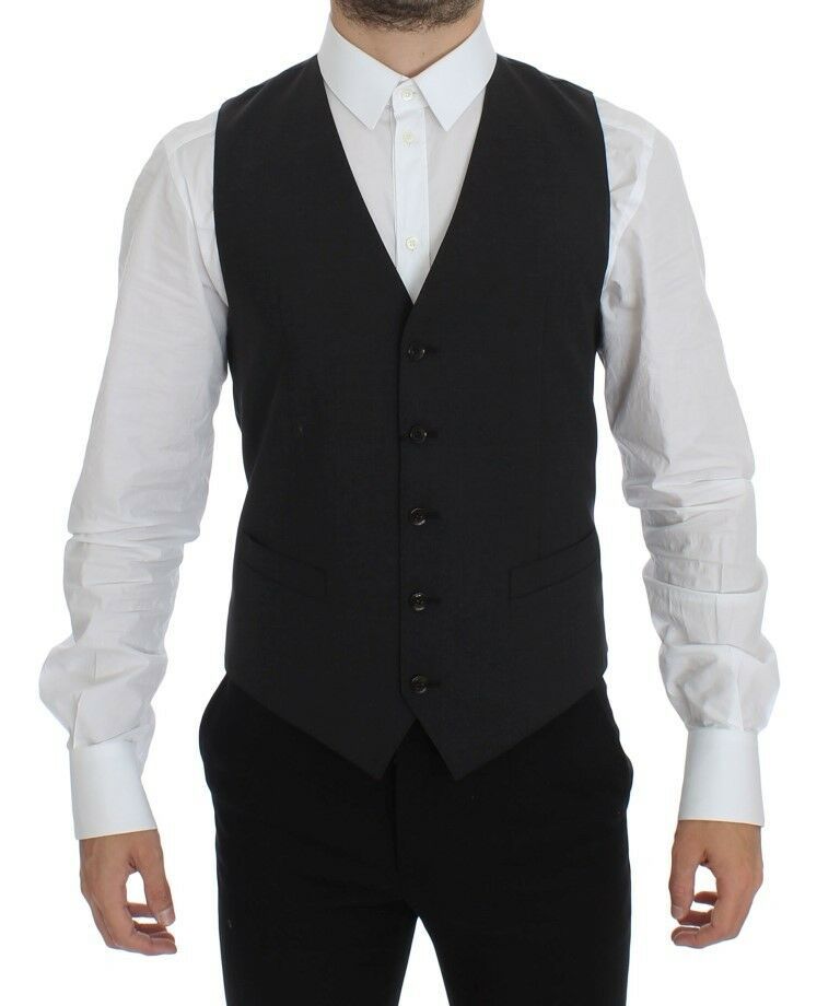 Dolce & Gabbana Graues Woll-Stretch-Kleid Blazer-Weste