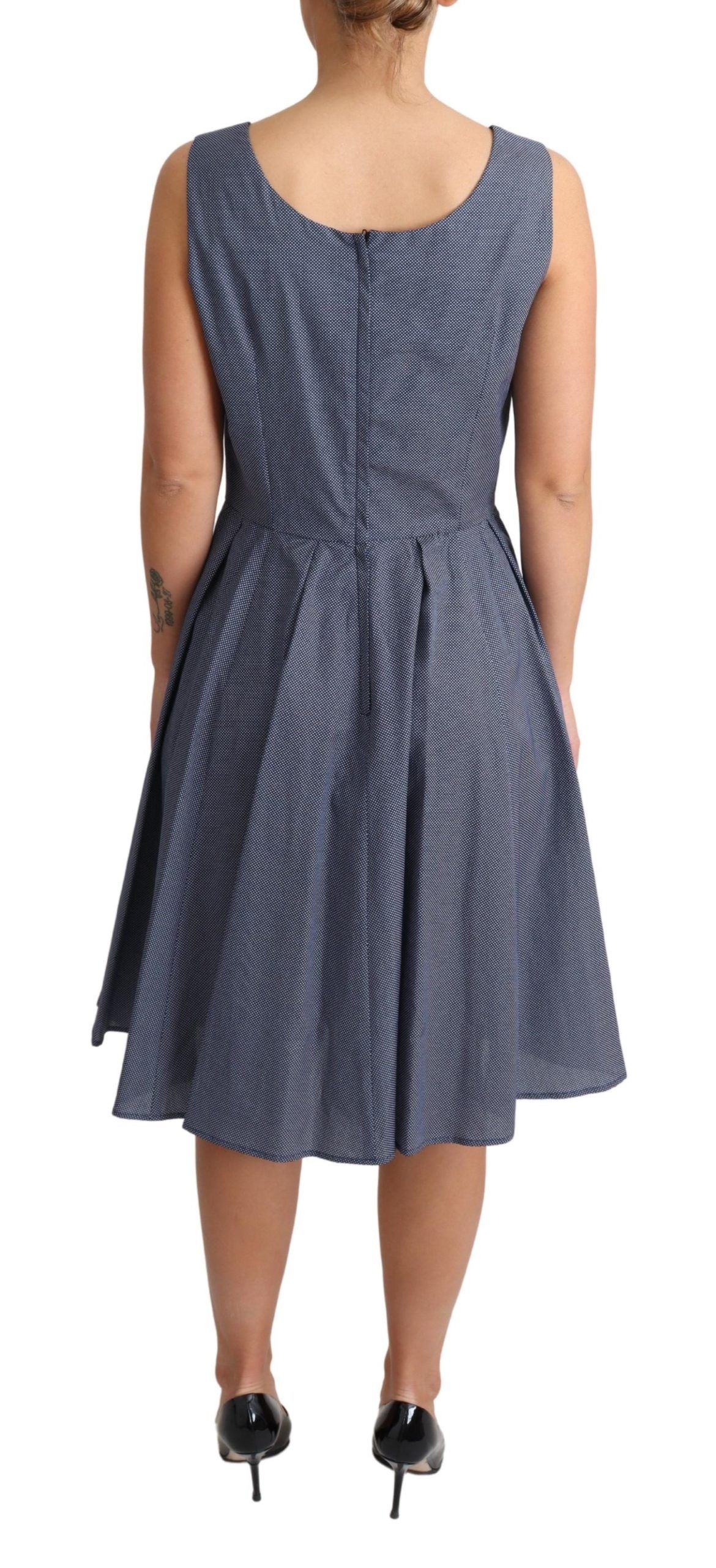 Dolce & Gabbana Blaues Stretchkleid mit Polka-Baumwolle in A-Linie