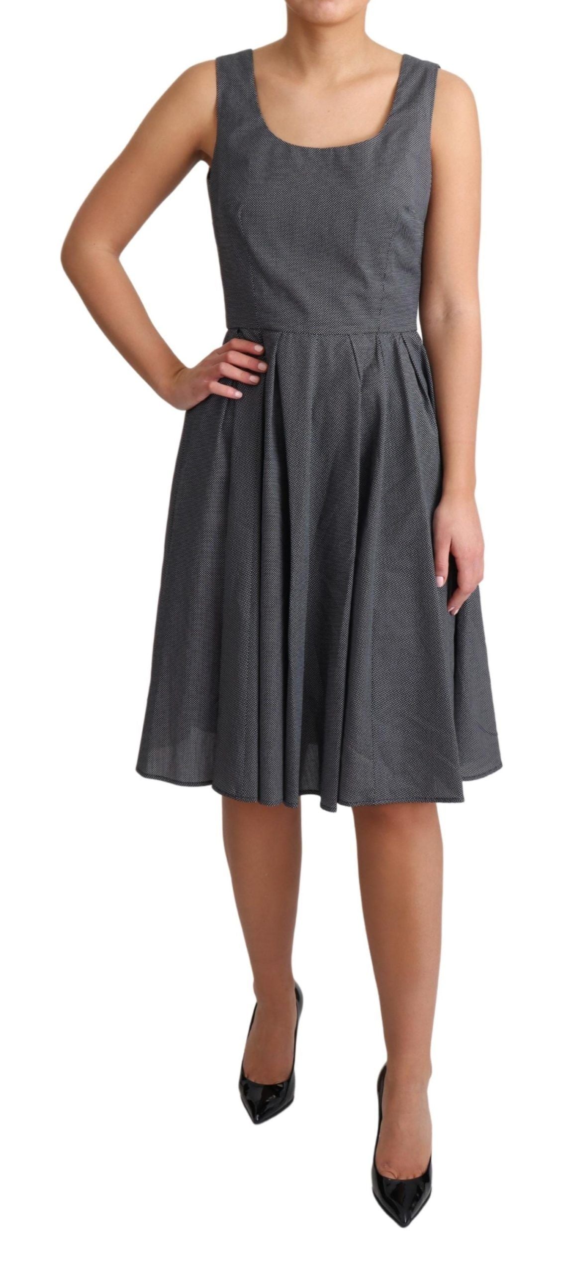 Dolce & Gabbana Schwarzes gepunktetes A-Linien-Kleid aus Baumwolle