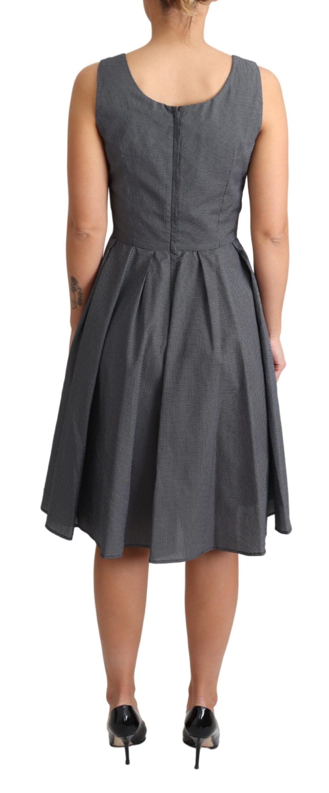 Dolce & Gabbana Schwarzes gepunktetes A-Linien-Kleid aus Baumwolle