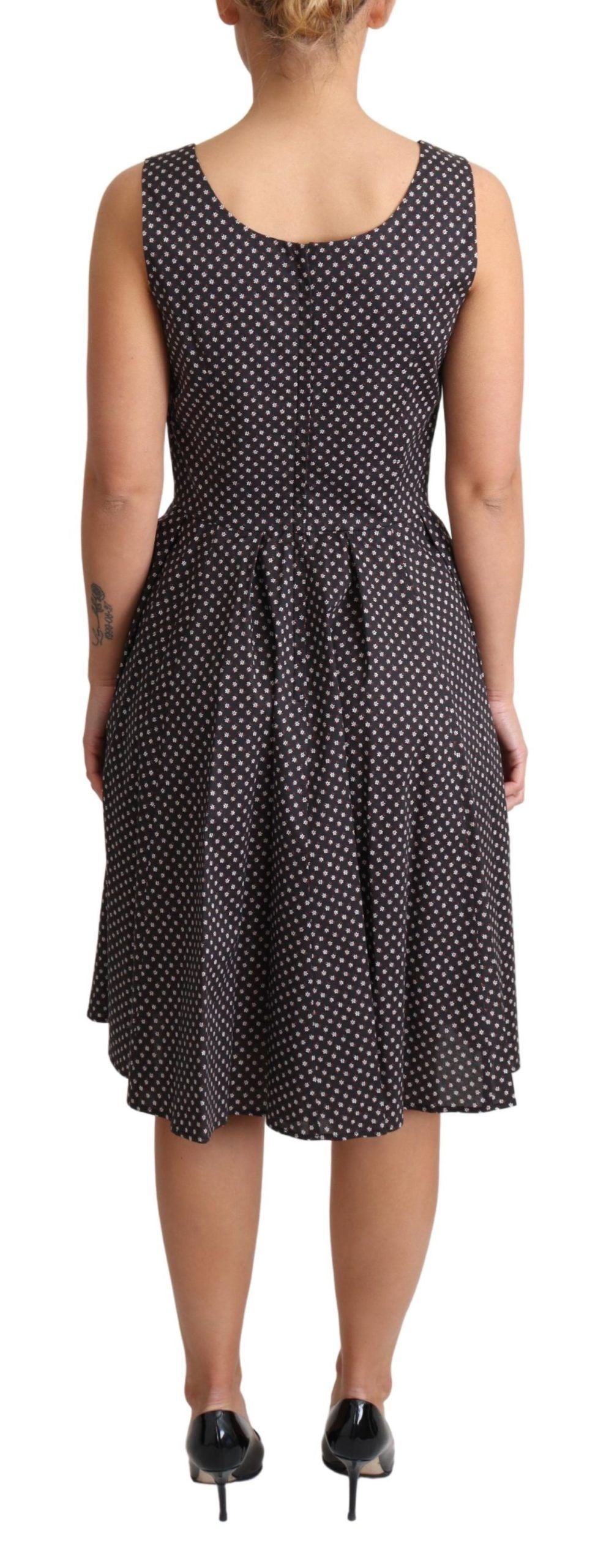 Dolce & Gabbana Schwarzes geblümtes Stretchkleid aus Baumwolle in A-Linie