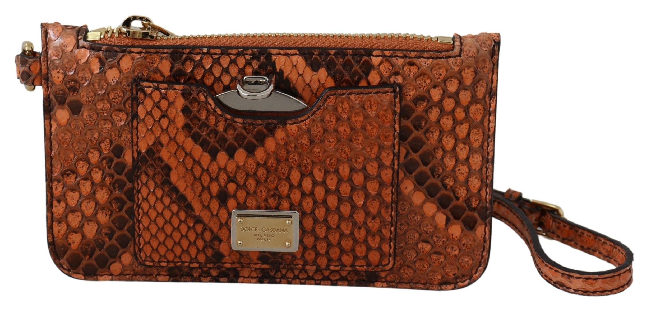 Dolce & Gabbana Braunes Leder Portemonnaie Portemonnaie Spiegel AGNESE Brieftasche